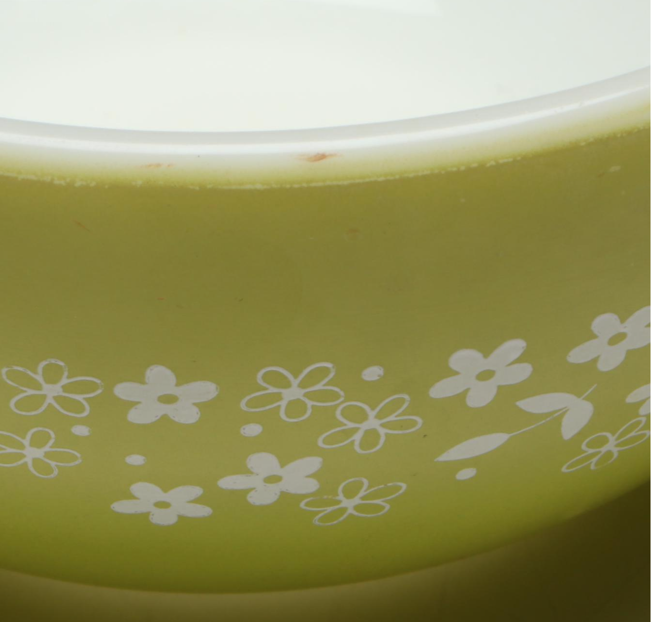 Pyrex "Crazy Daisy" Cinderella Mixing Bowls with "Verde" Round Casseroles