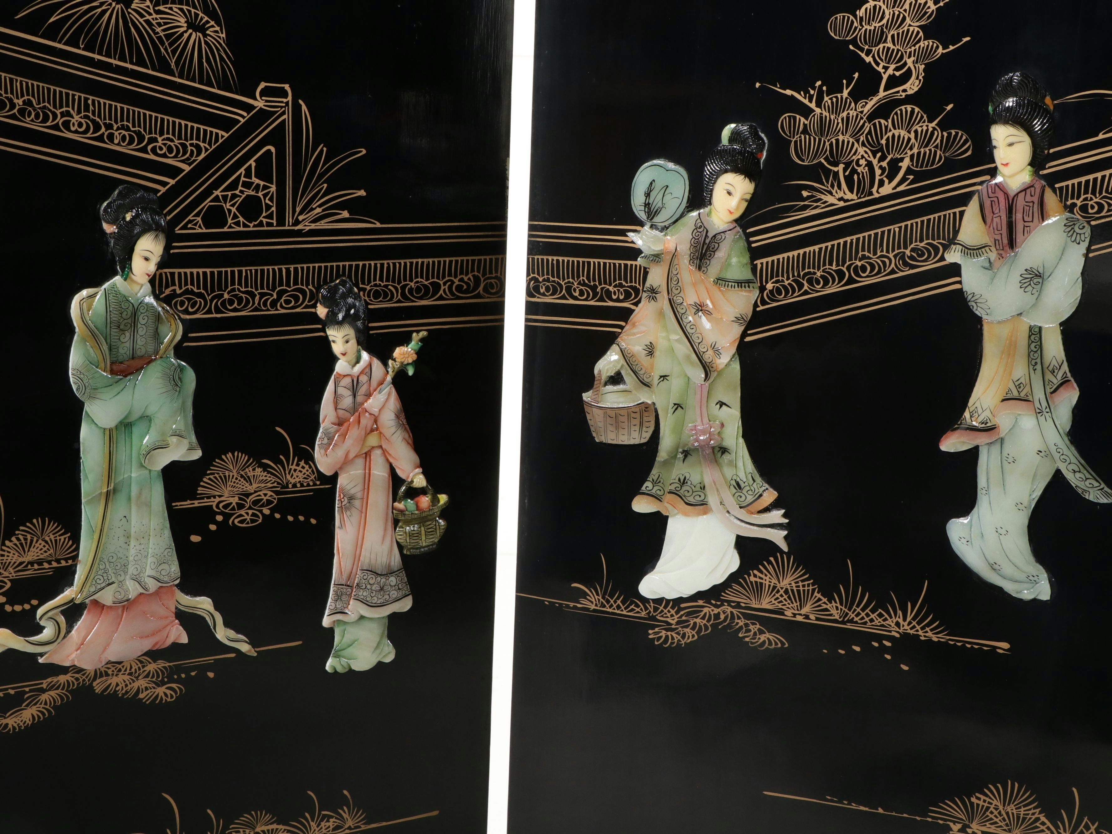 Chinese Lacquered Wood Six-Panel Screen