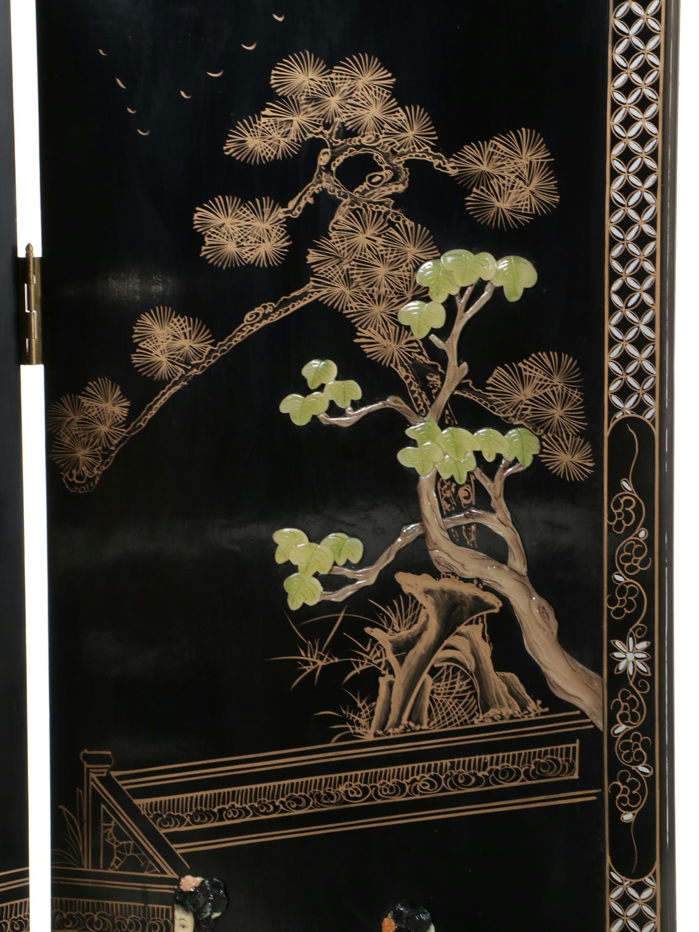 Chinese Lacquered Wood Six-Panel Screen