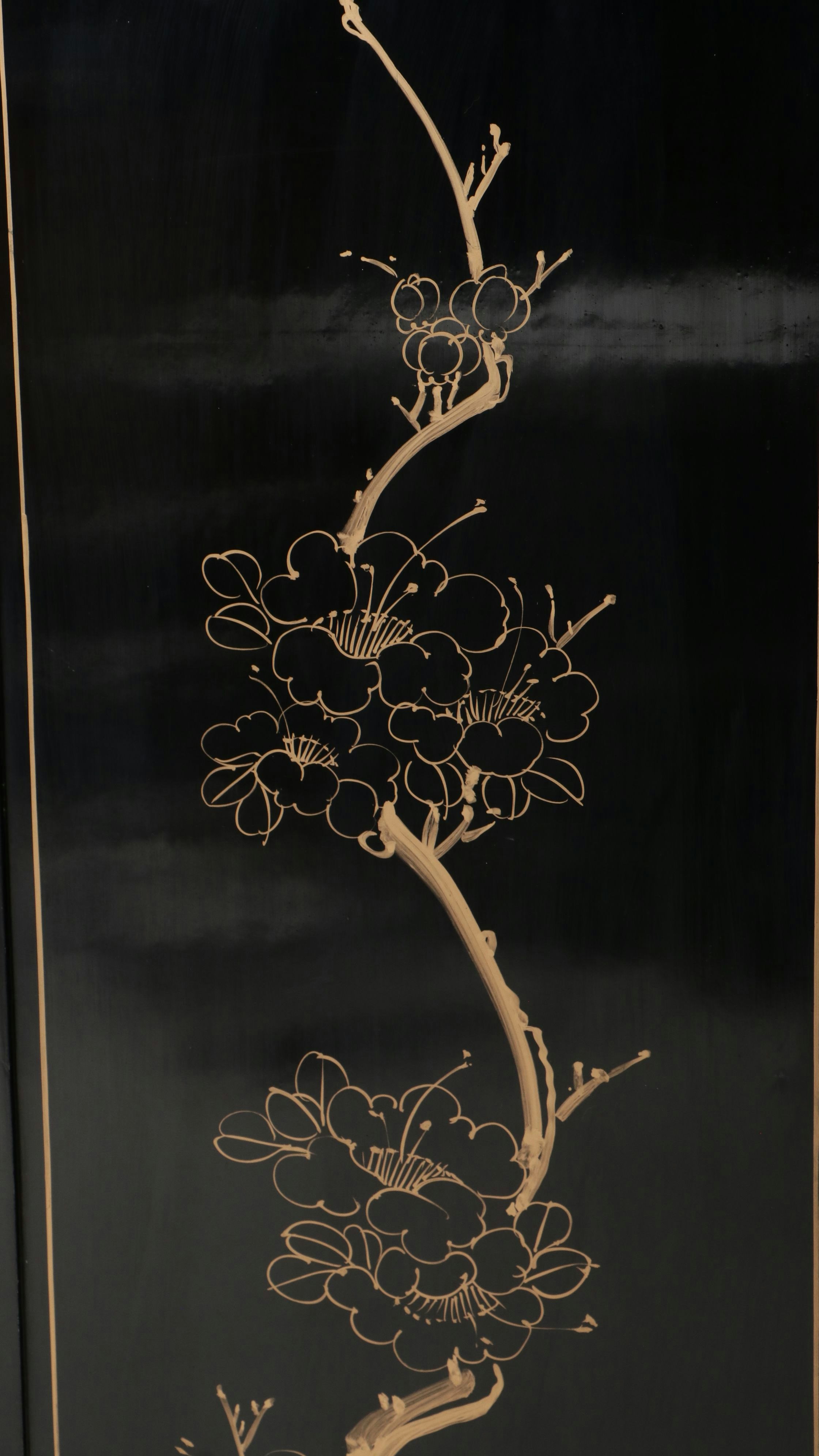 Chinese Lacquered Wood Six-Panel Screen