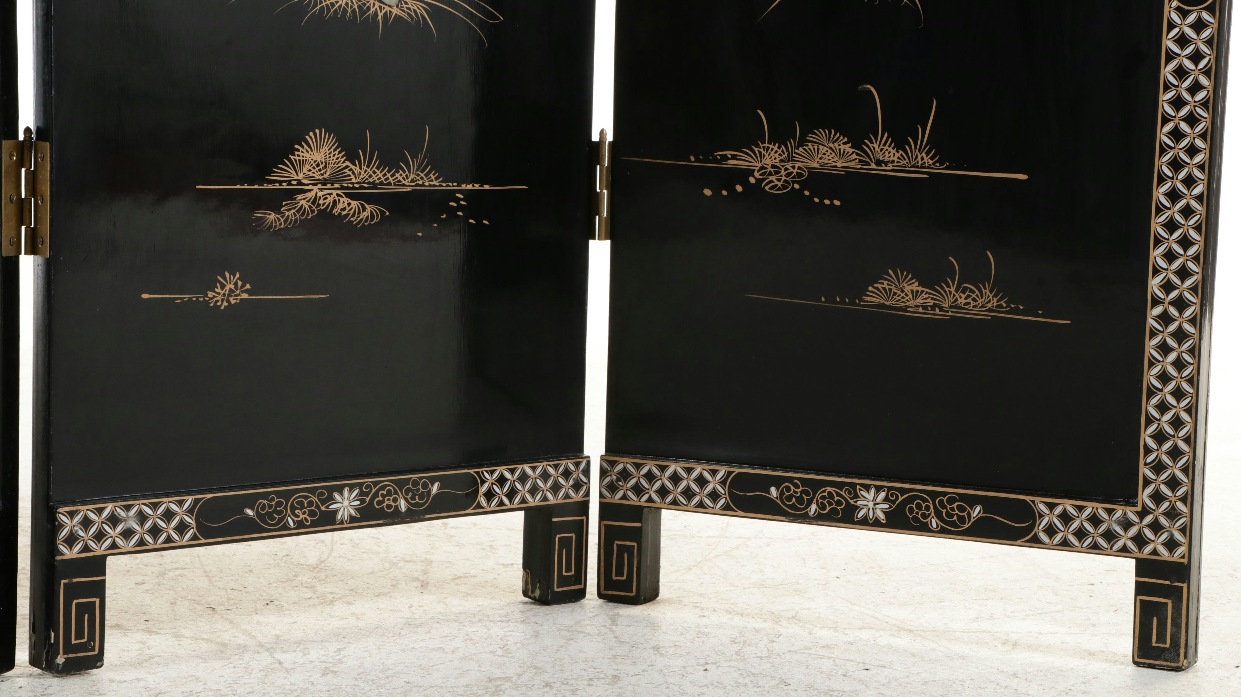 Chinese Lacquered Wood Six-Panel Screen