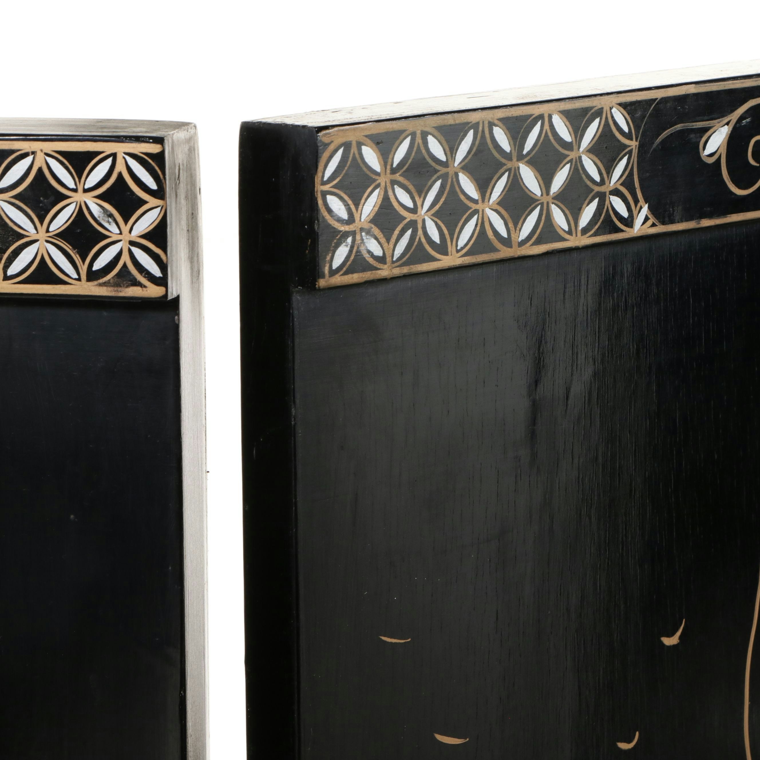 Chinese Lacquered Wood Six-Panel Screen