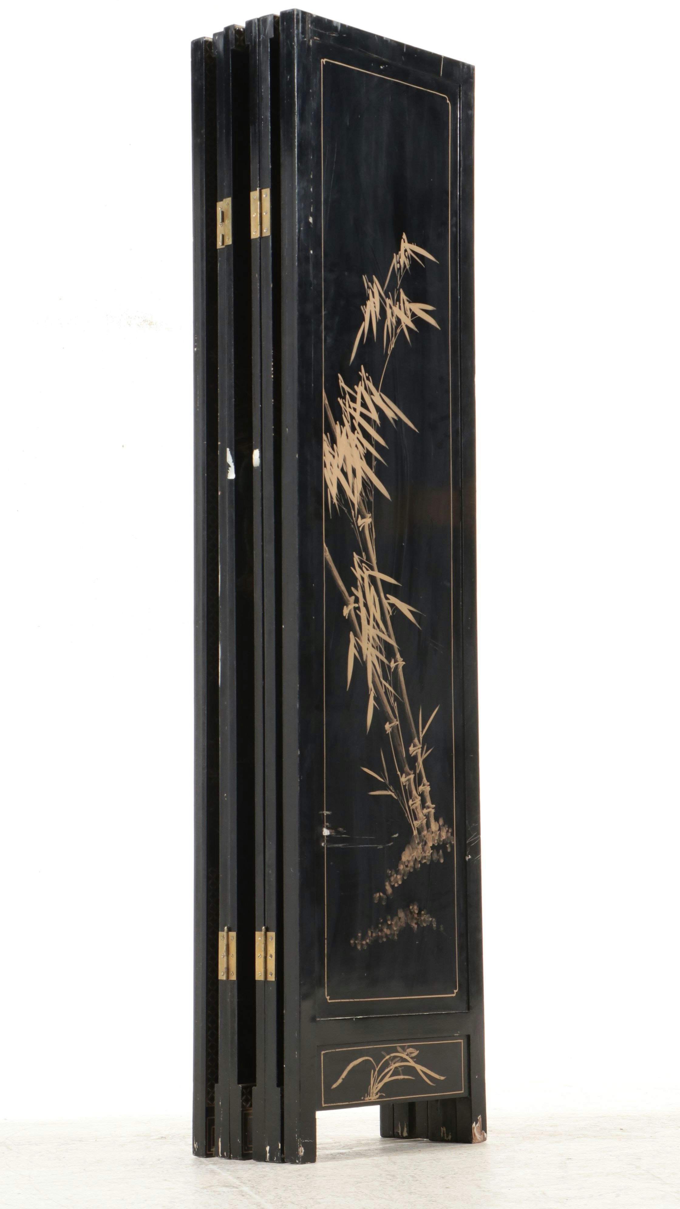 Chinese Lacquered Wood Six-Panel Screen