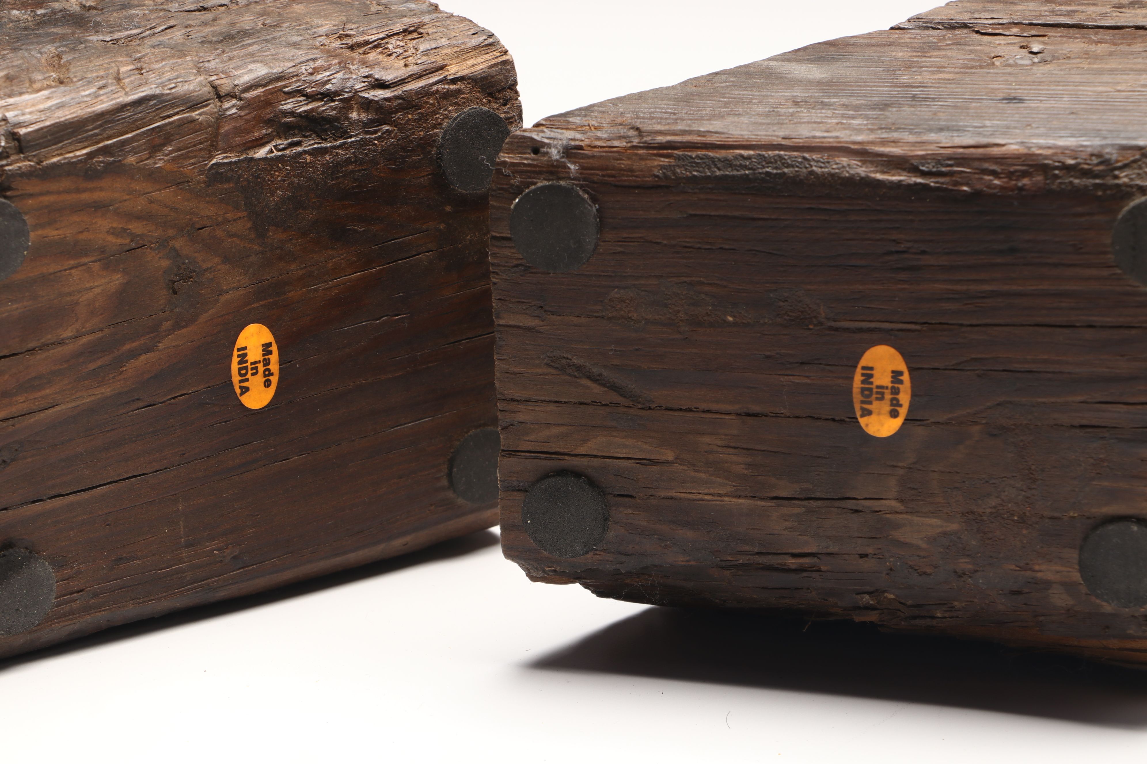 Indian Carved Wood and Metal Bookends