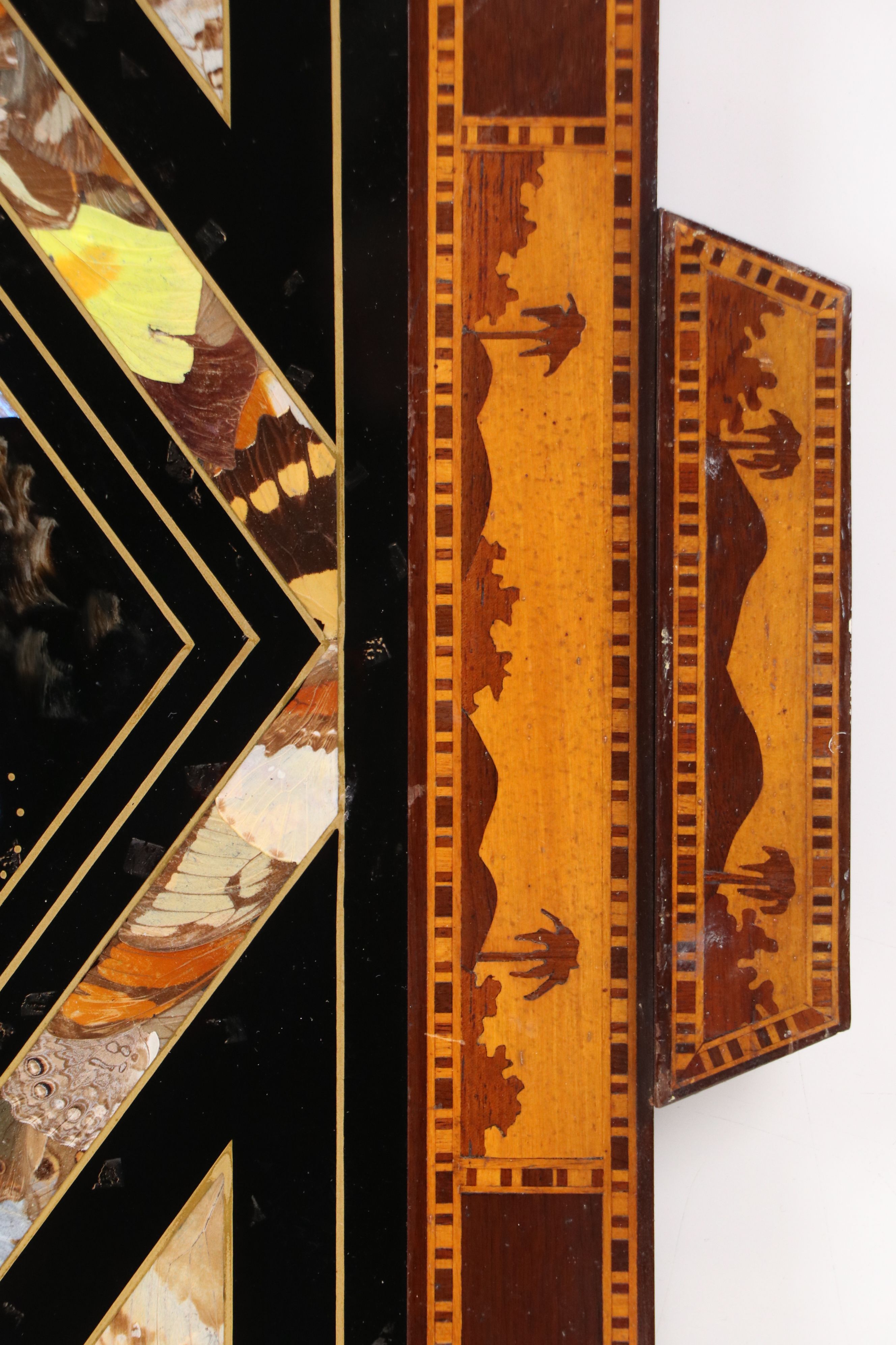 Brazilian Landscape Reverse Glass Painting with Butterfly Wings