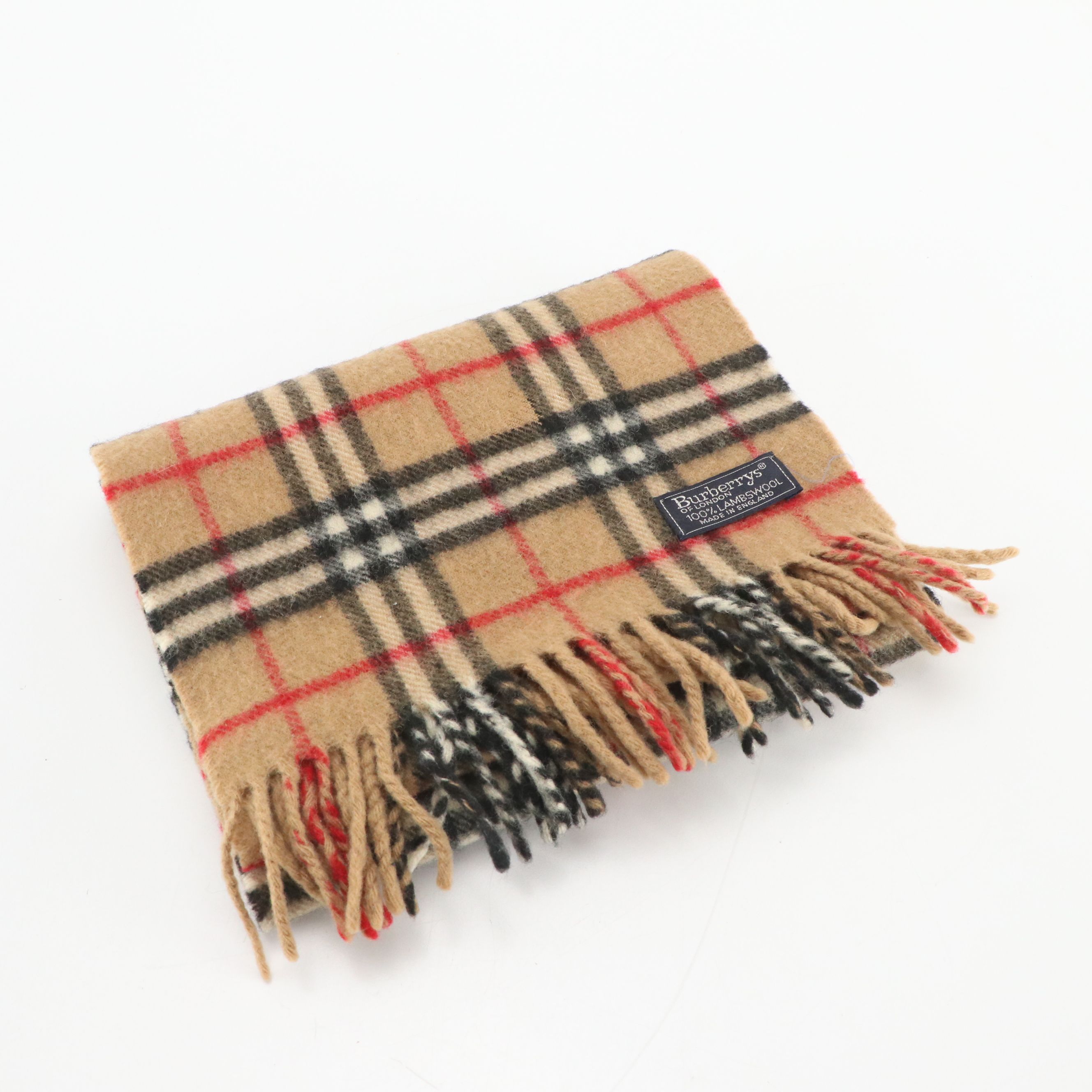 Burberrys Vintage House Check Lambswool Fringe Scarf