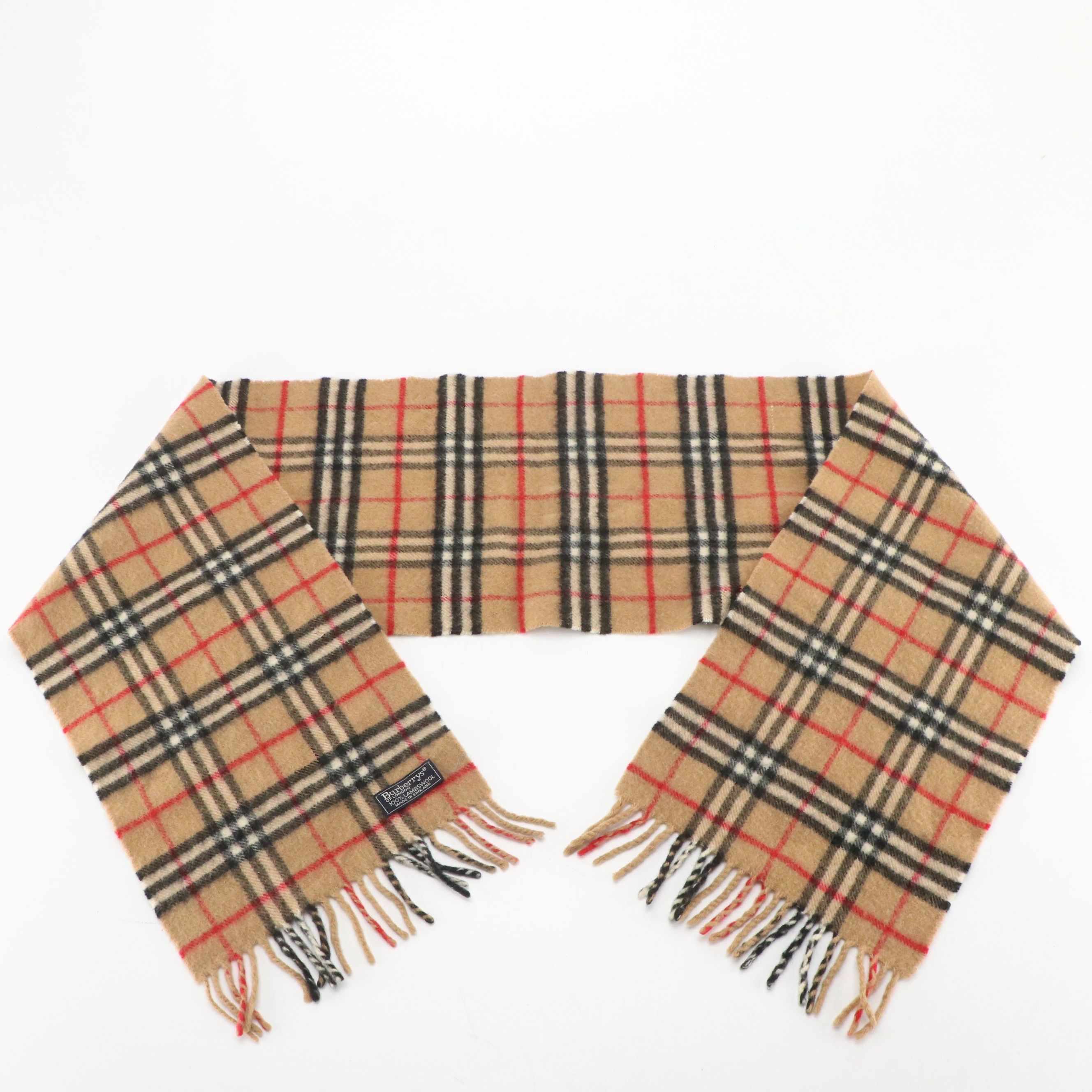 Burberrys Vintage House Check Lambswool Fringe Scarf