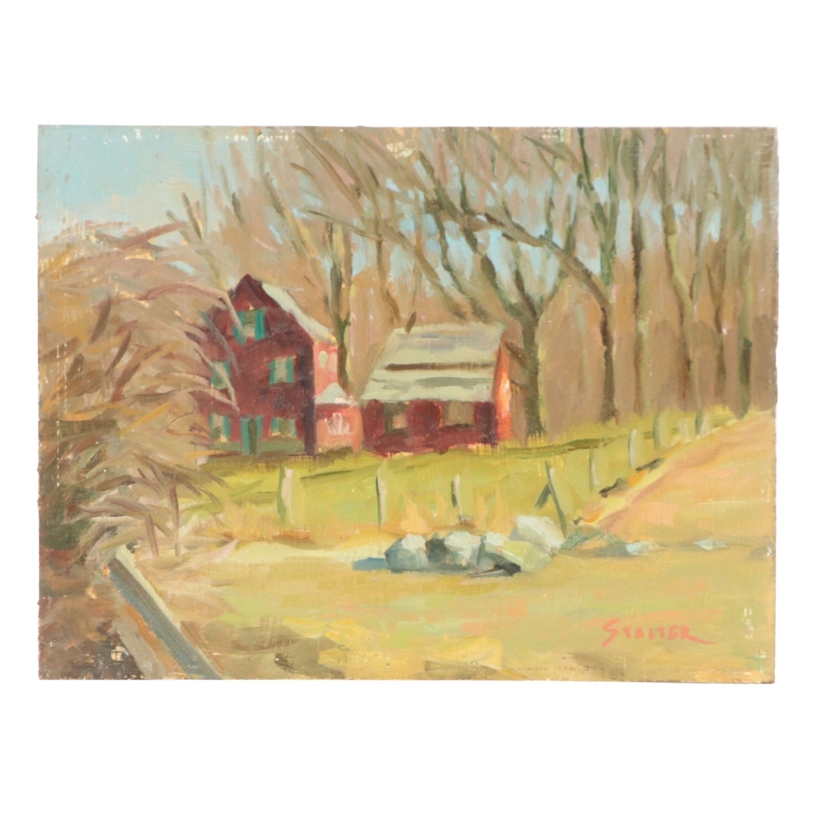 Richard Stalter Oil Painting of Farm Landscape