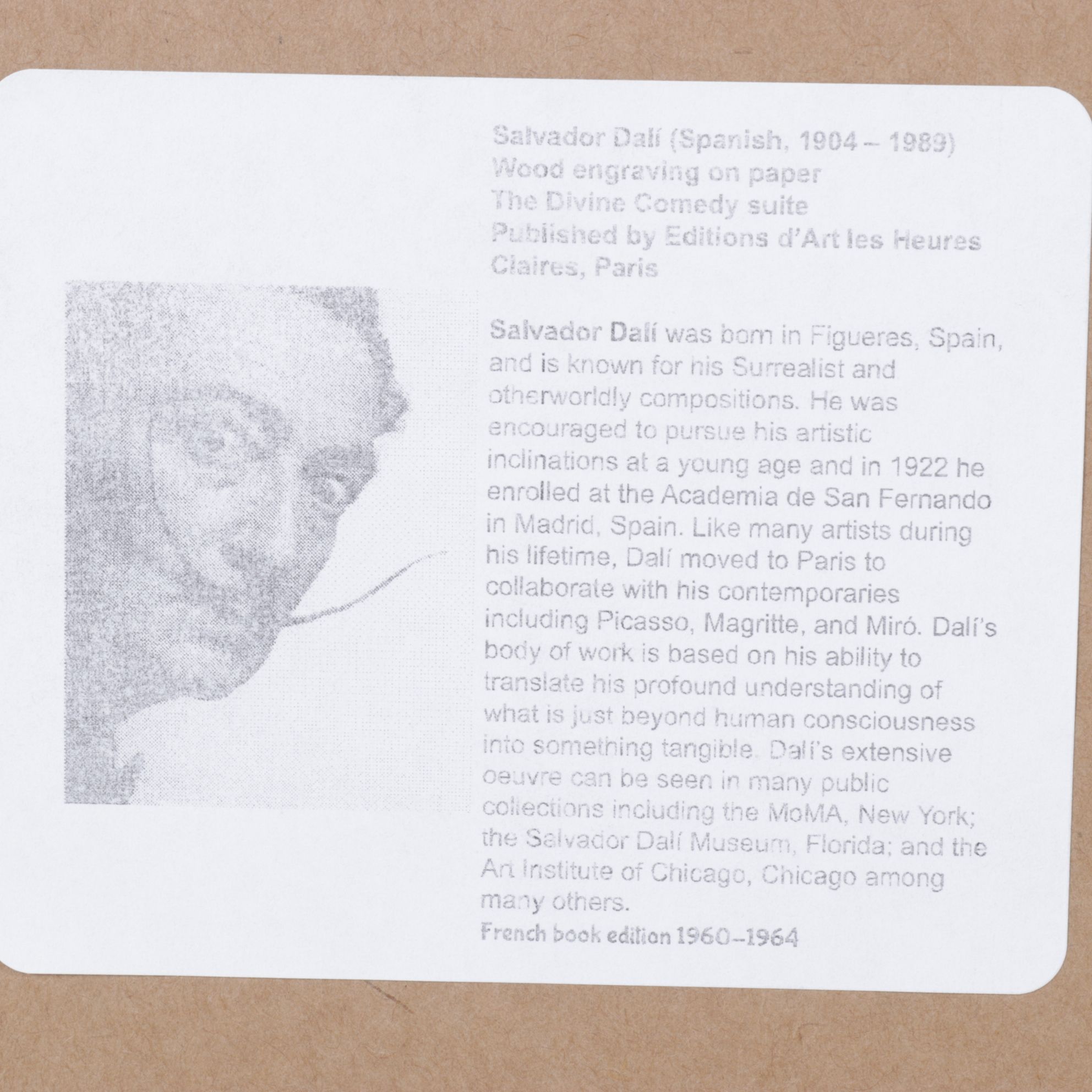 Salvador Dalí Wood Engraving "Le Diable Noir", 1960-1964