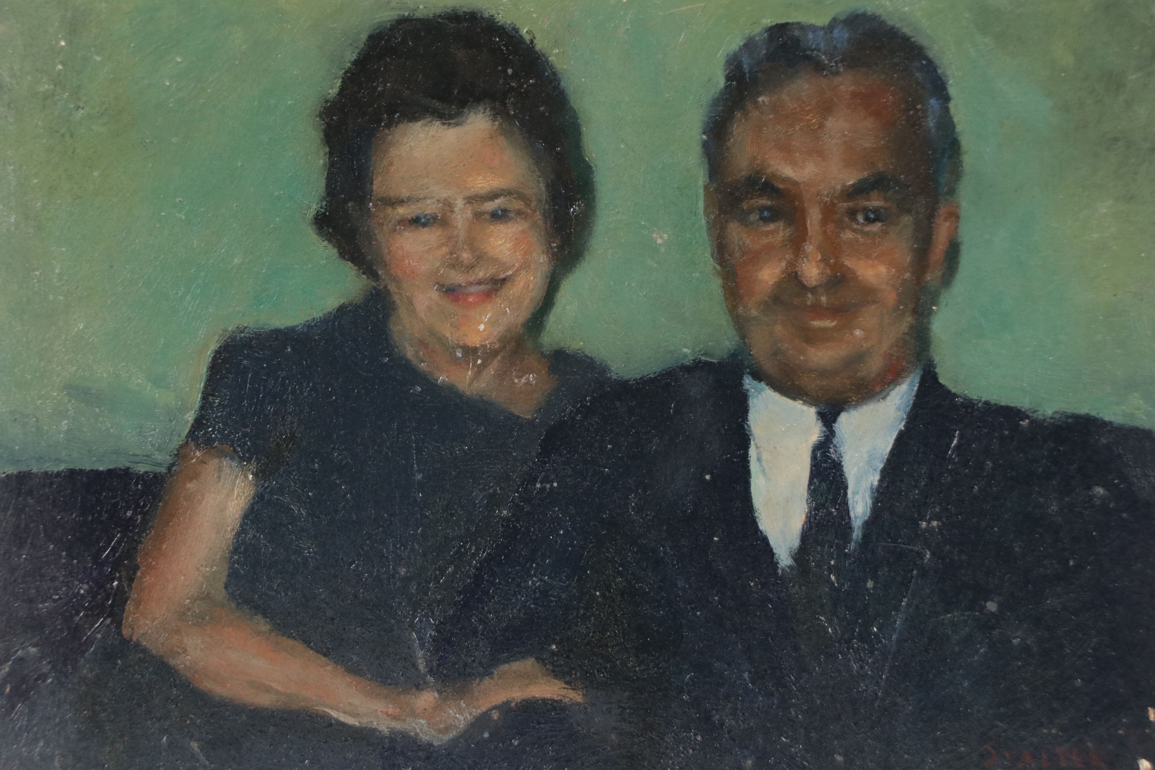 Richard Stalter Double Portrait Oil Painting "Mom and Dad," 1971