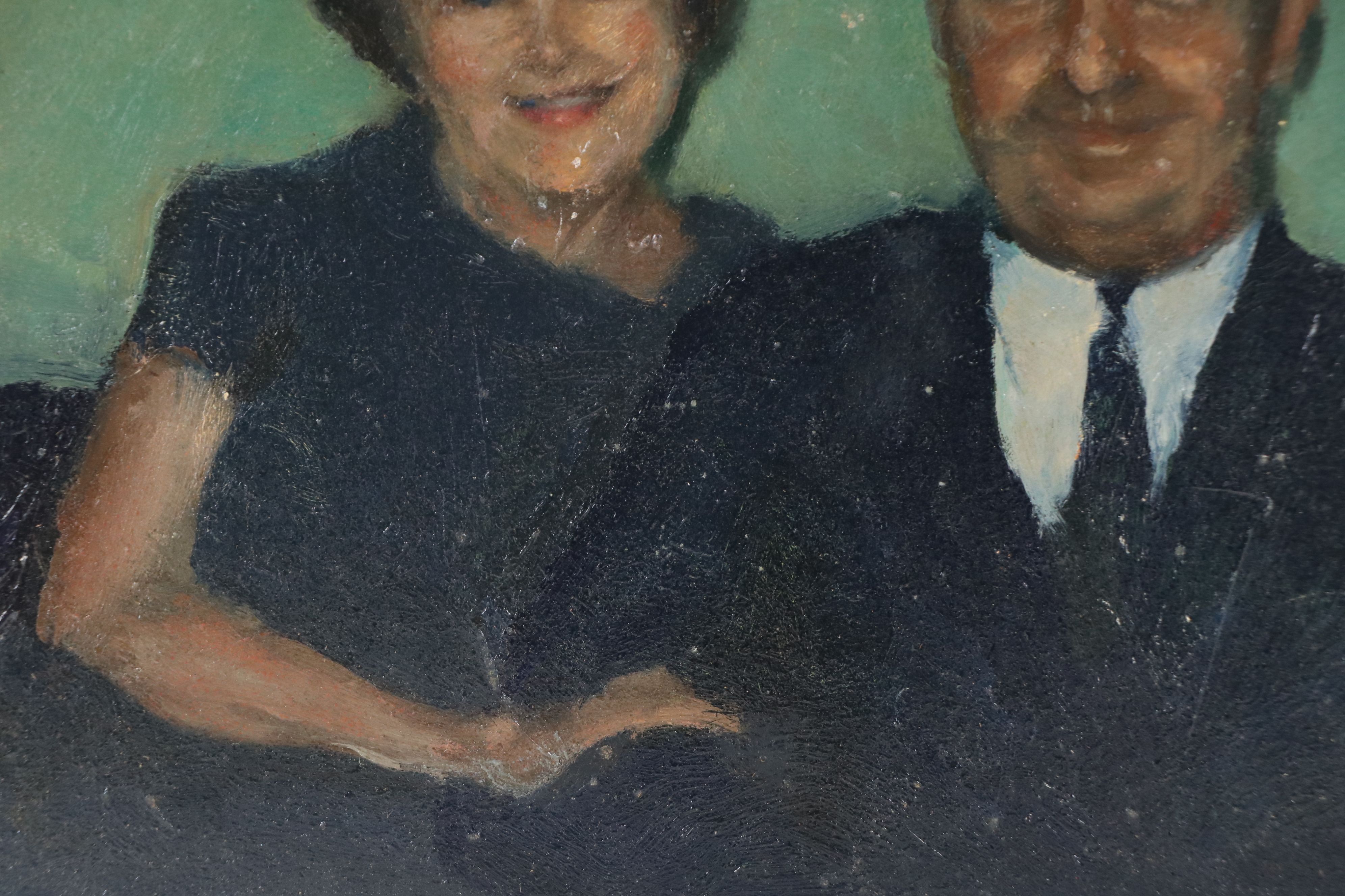 Richard Stalter Double Portrait Oil Painting "Mom and Dad," 1971