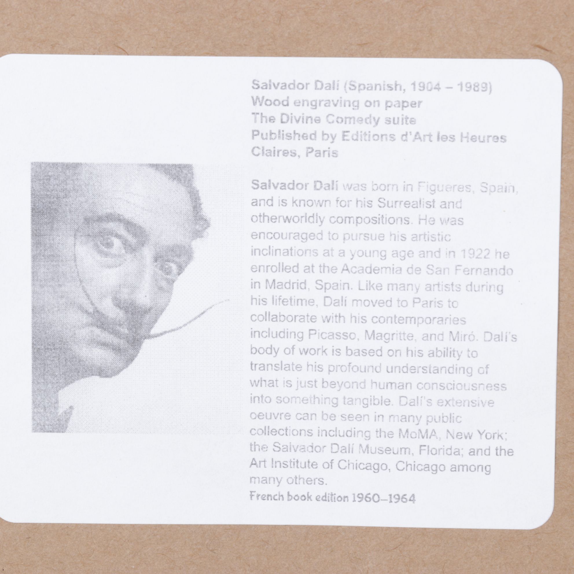 Salvador Dalí Wood Engraving "Extase de Dante", 1960-1964