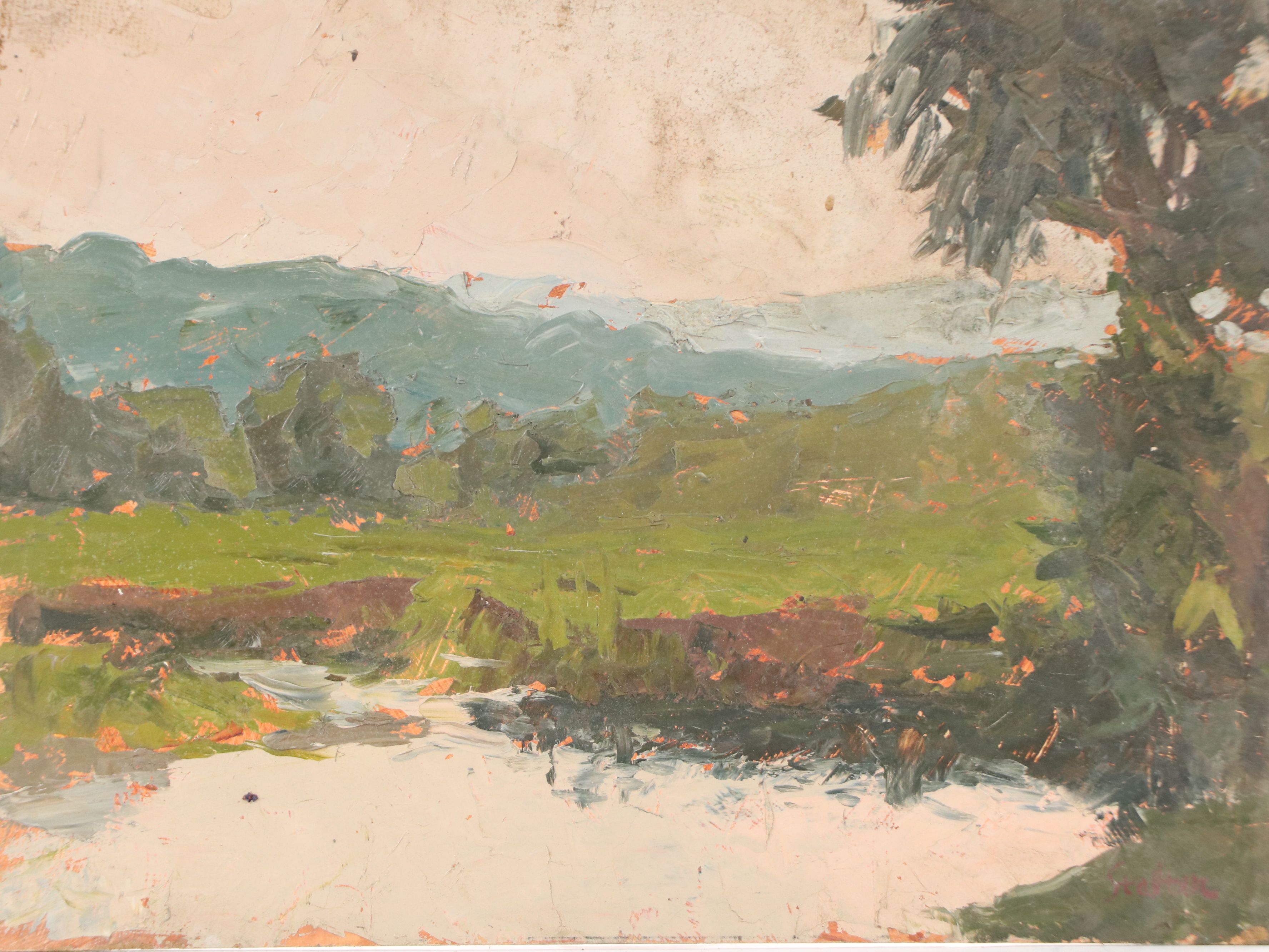 Richard Stalter Oil Painting "Summer Afternoon at the Swimming Hole," 1964