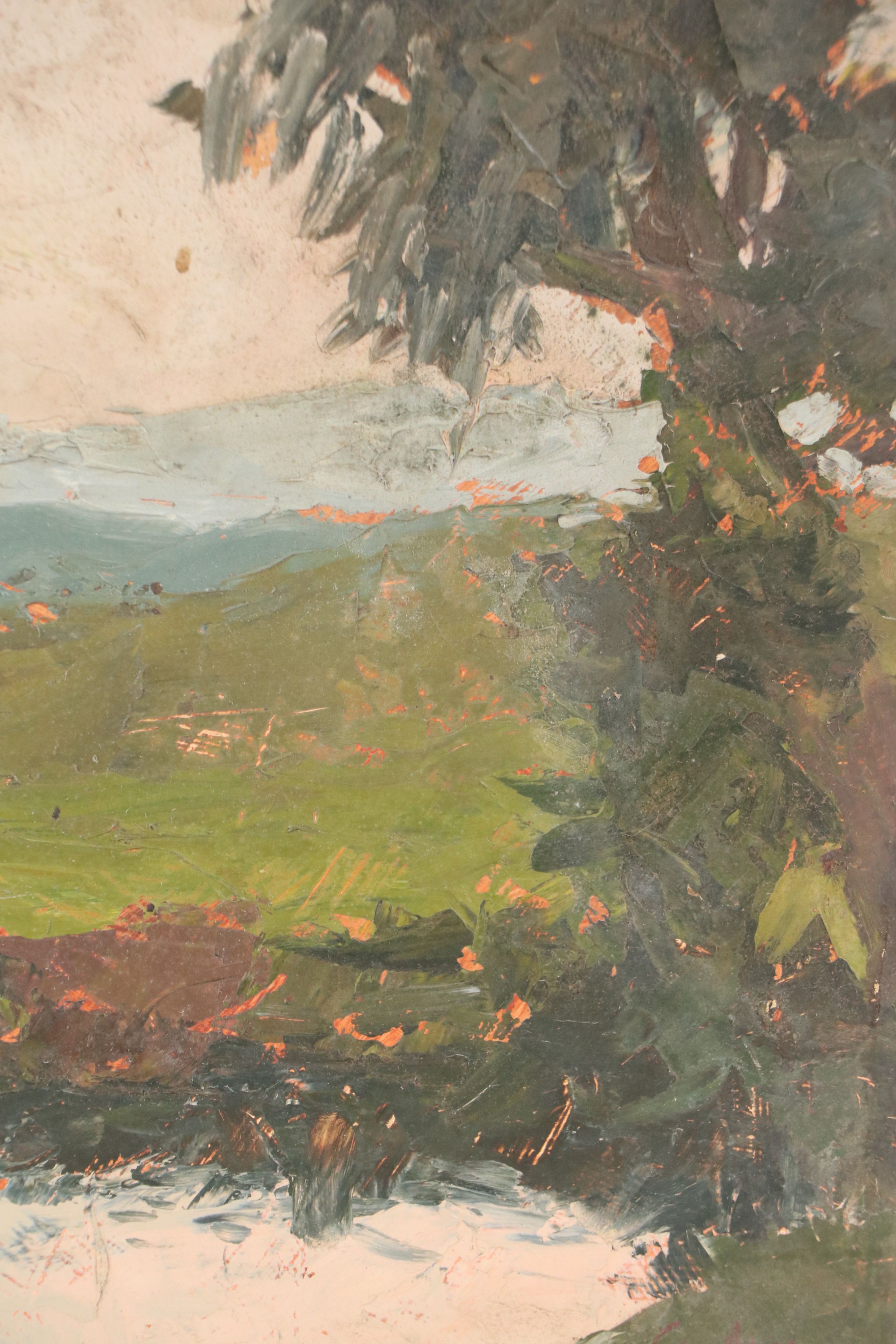 Richard Stalter Oil Painting "Summer Afternoon at the Swimming Hole," 1964