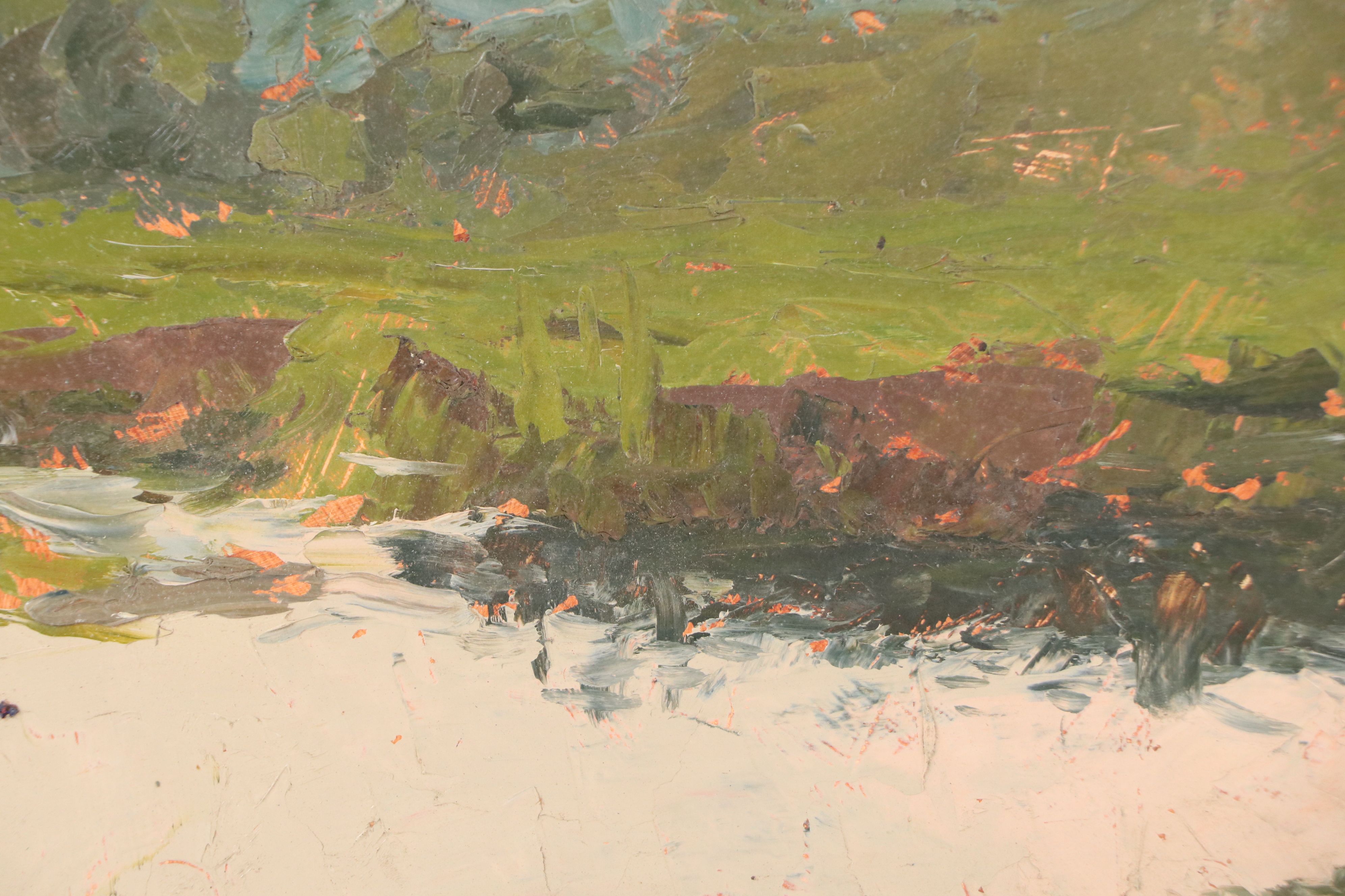 Richard Stalter Oil Painting "Summer Afternoon at the Swimming Hole," 1964