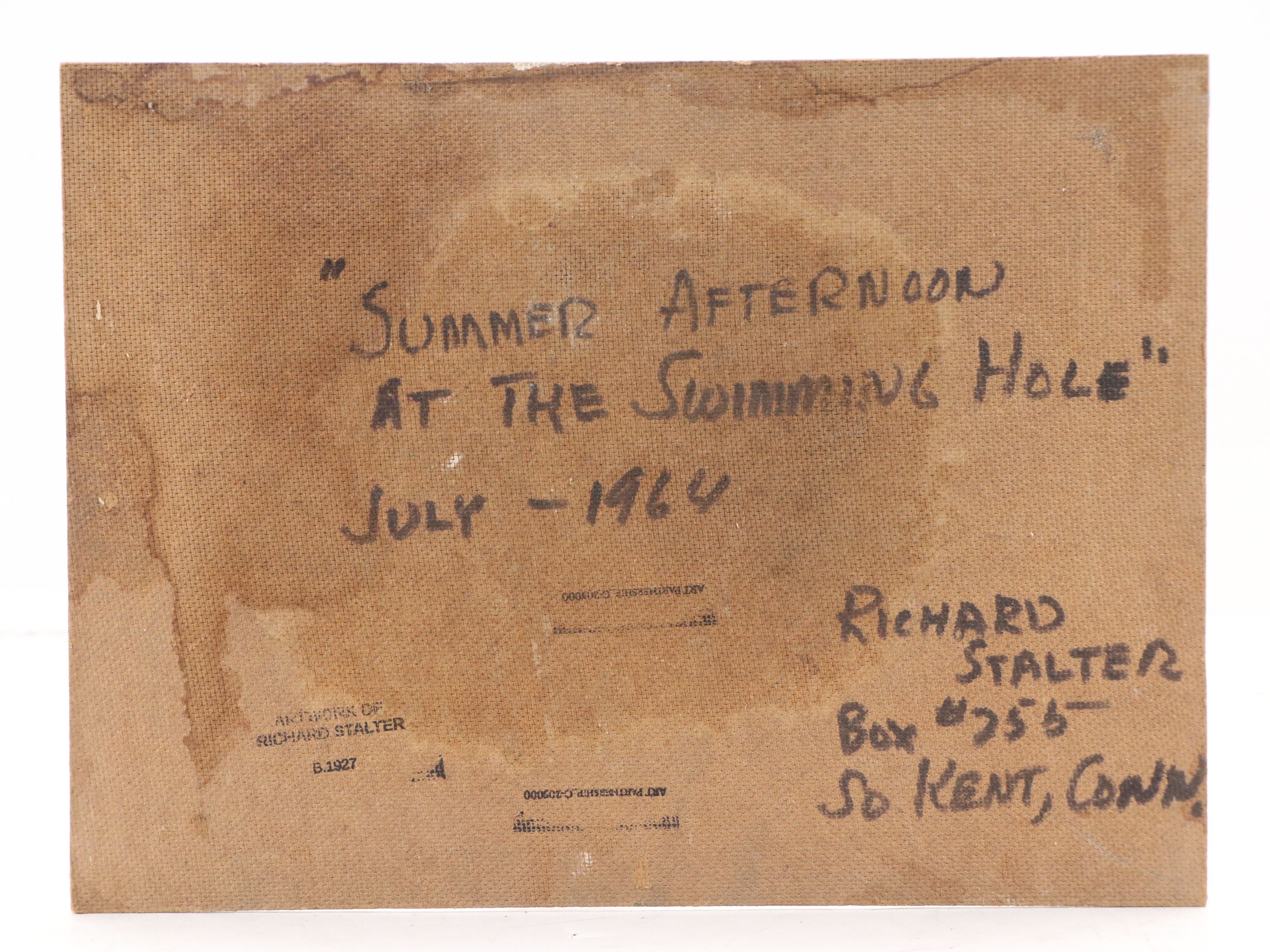 Richard Stalter Oil Painting "Summer Afternoon at the Swimming Hole," 1964