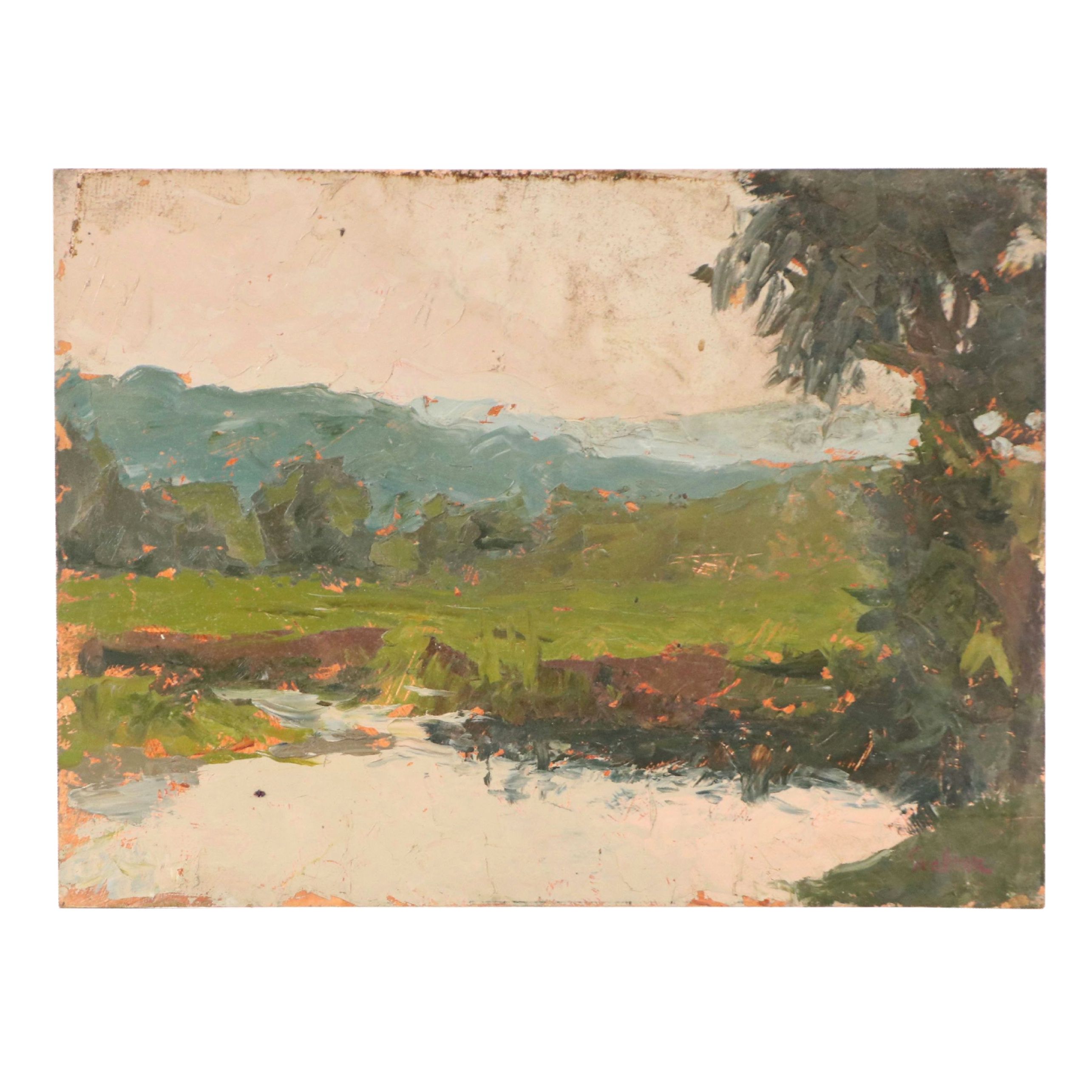 Richard Stalter Oil Painting "Summer Afternoon at the Swimming Hole," 1964