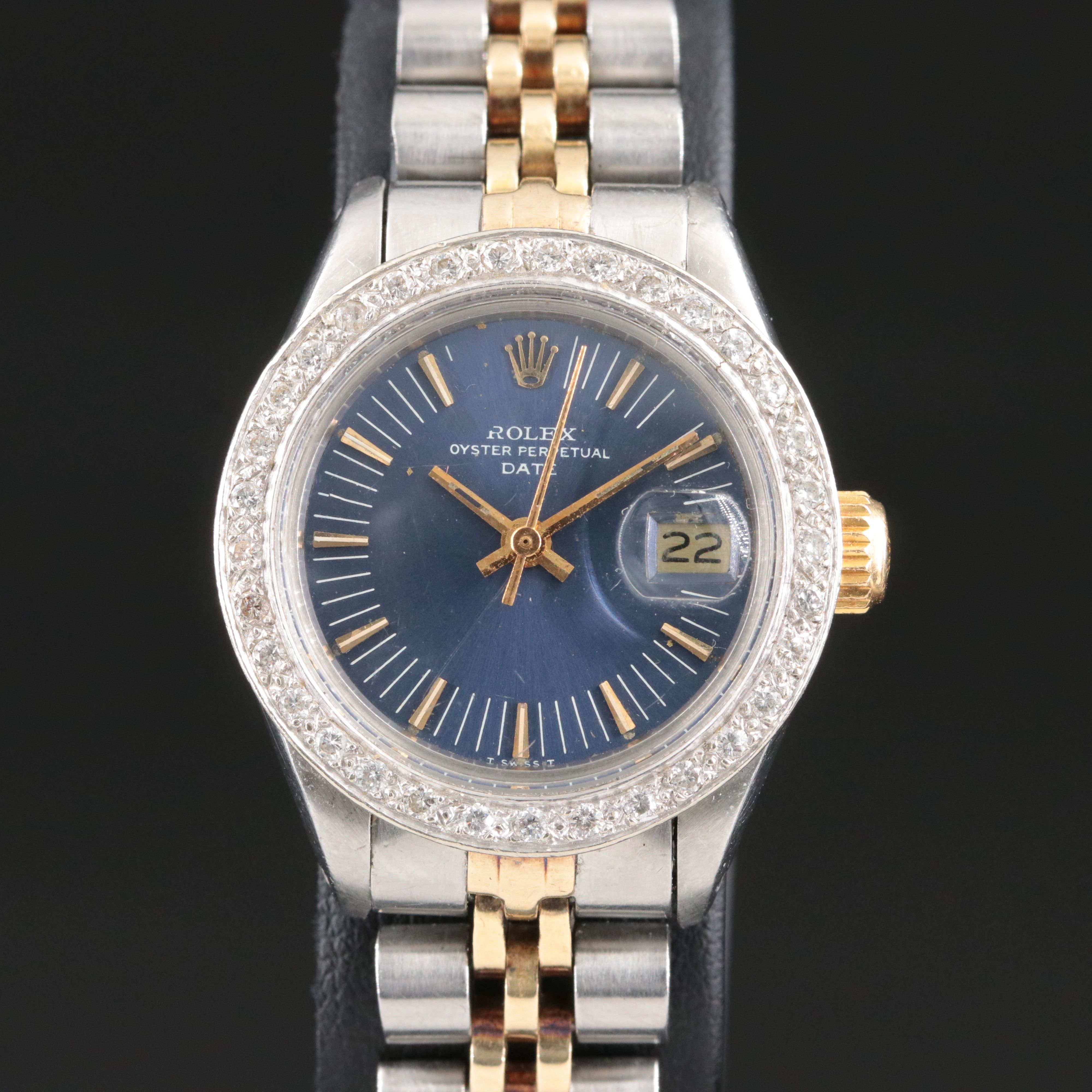 Rolex Oyster Perpetual Date Custom Diamond Vintage Watch c.1979