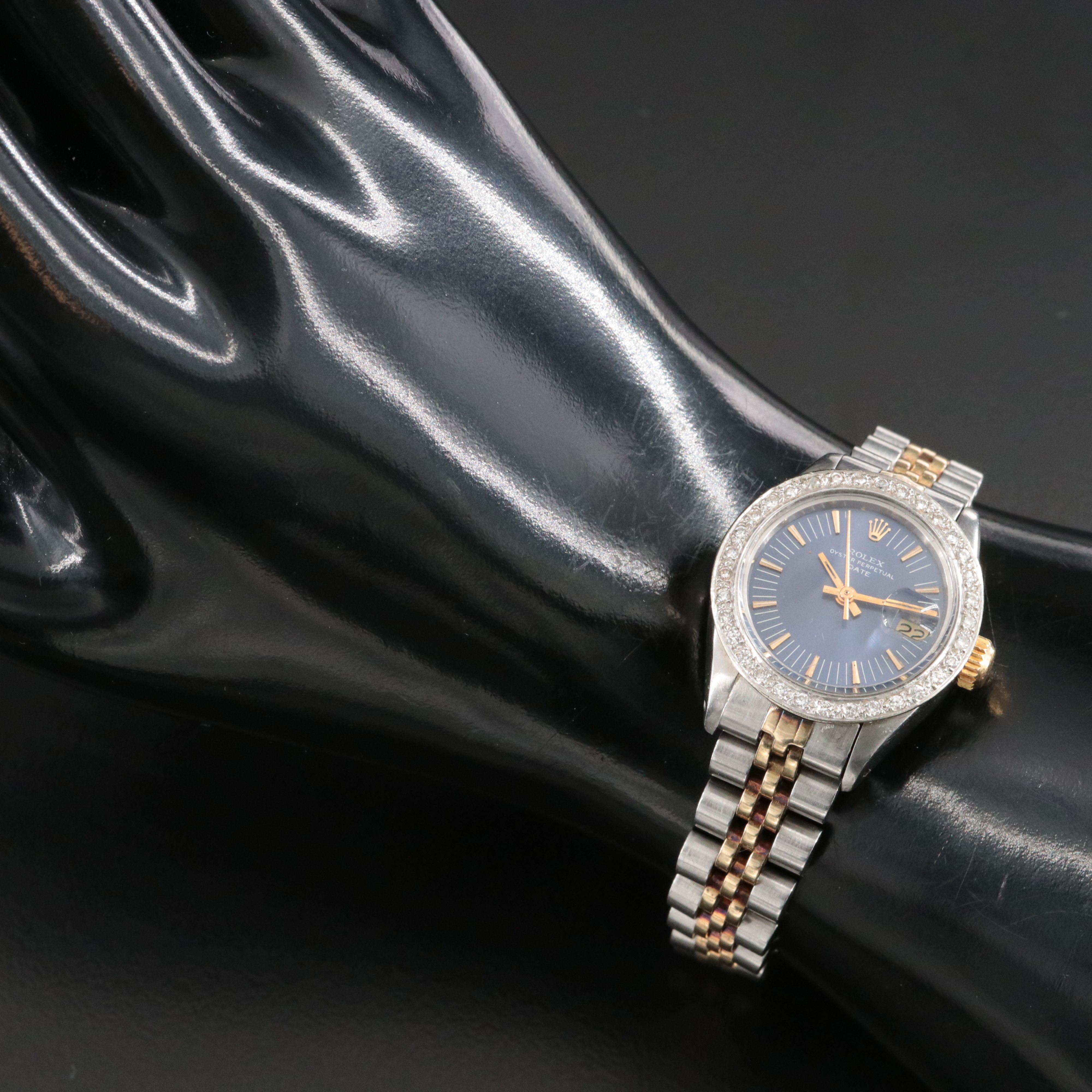 Rolex Oyster Perpetual Date Custom Diamond Vintage Watch c.1979