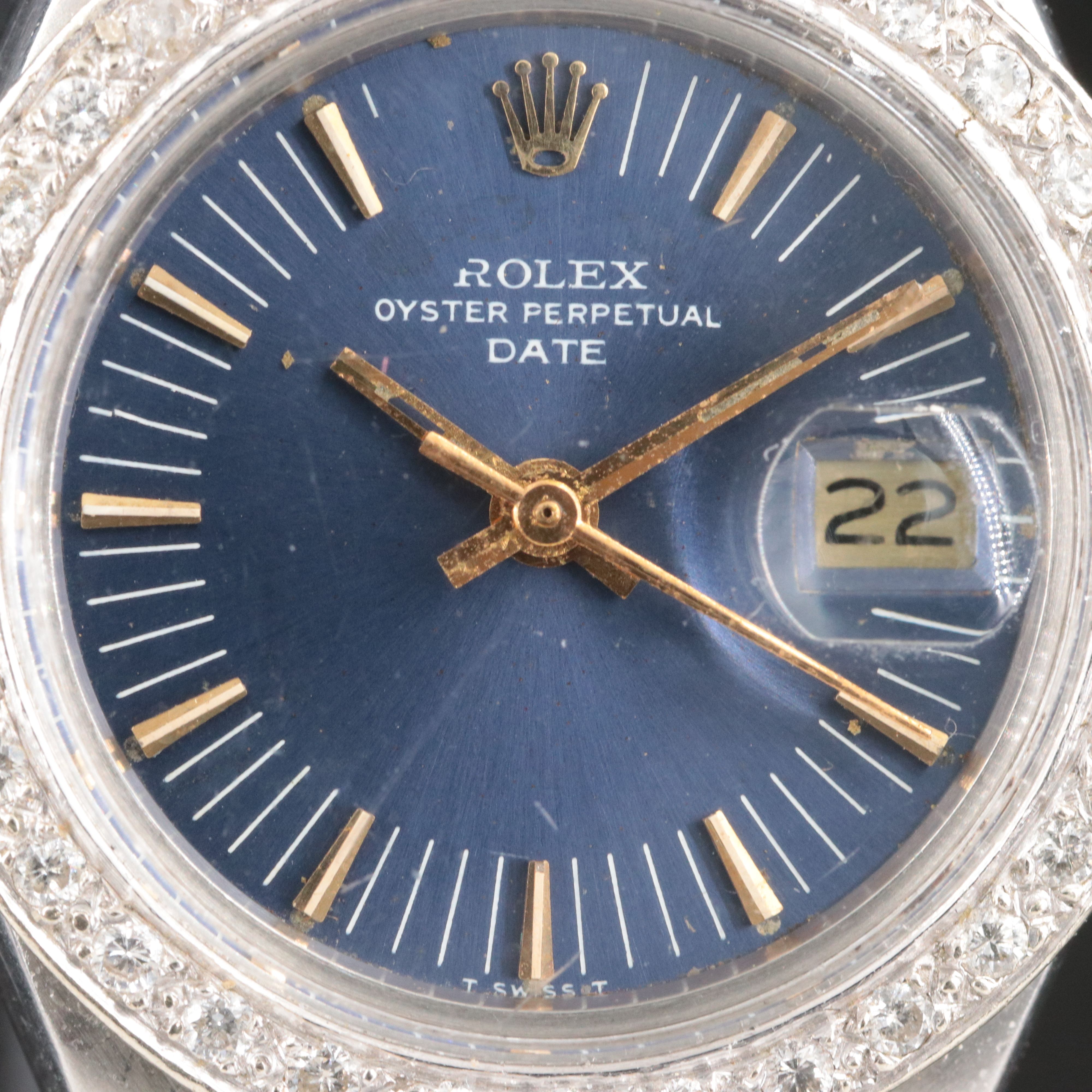 Rolex Oyster Perpetual Date Custom Diamond Vintage Watch c.1979