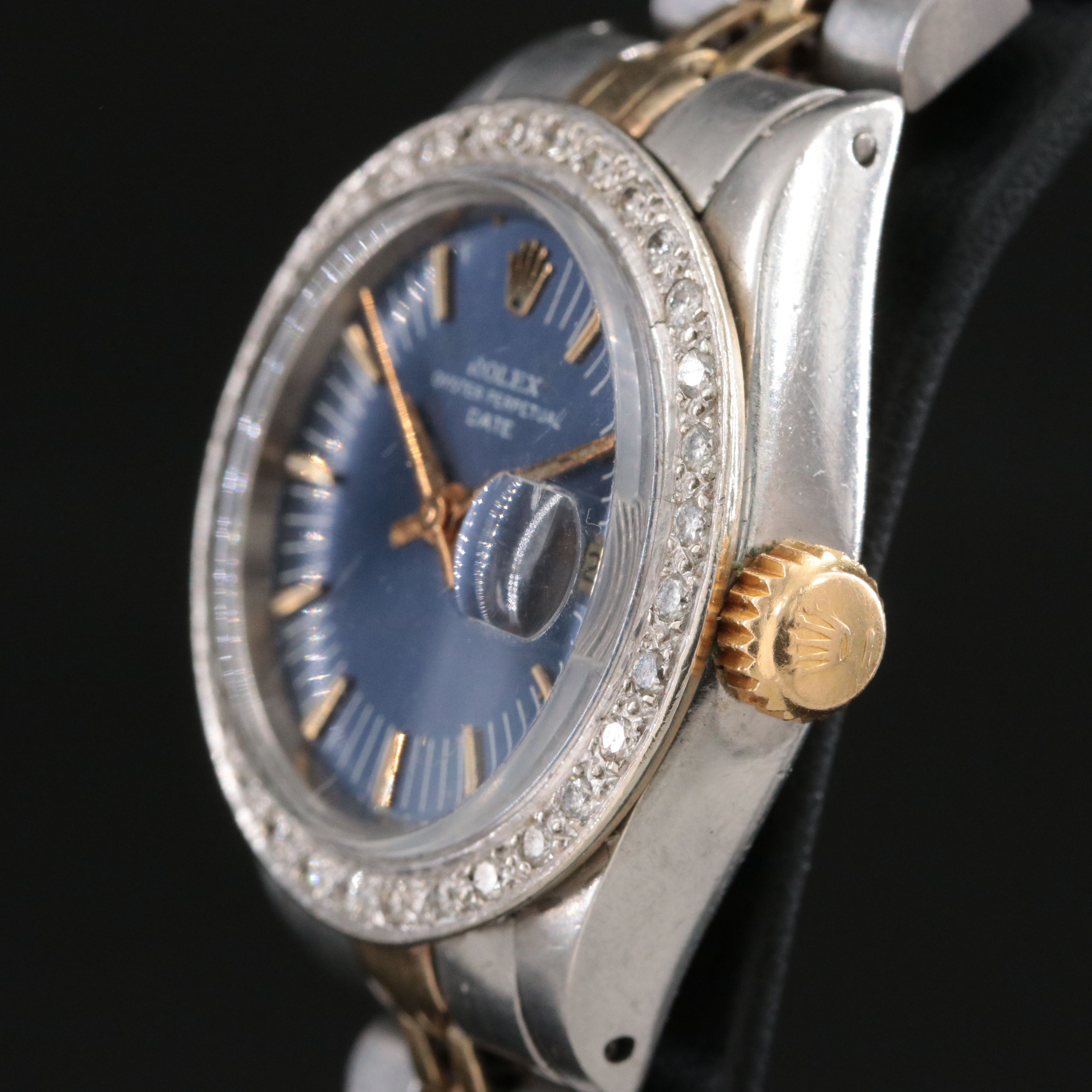 Rolex Oyster Perpetual Date Custom Diamond Vintage Watch c.1979