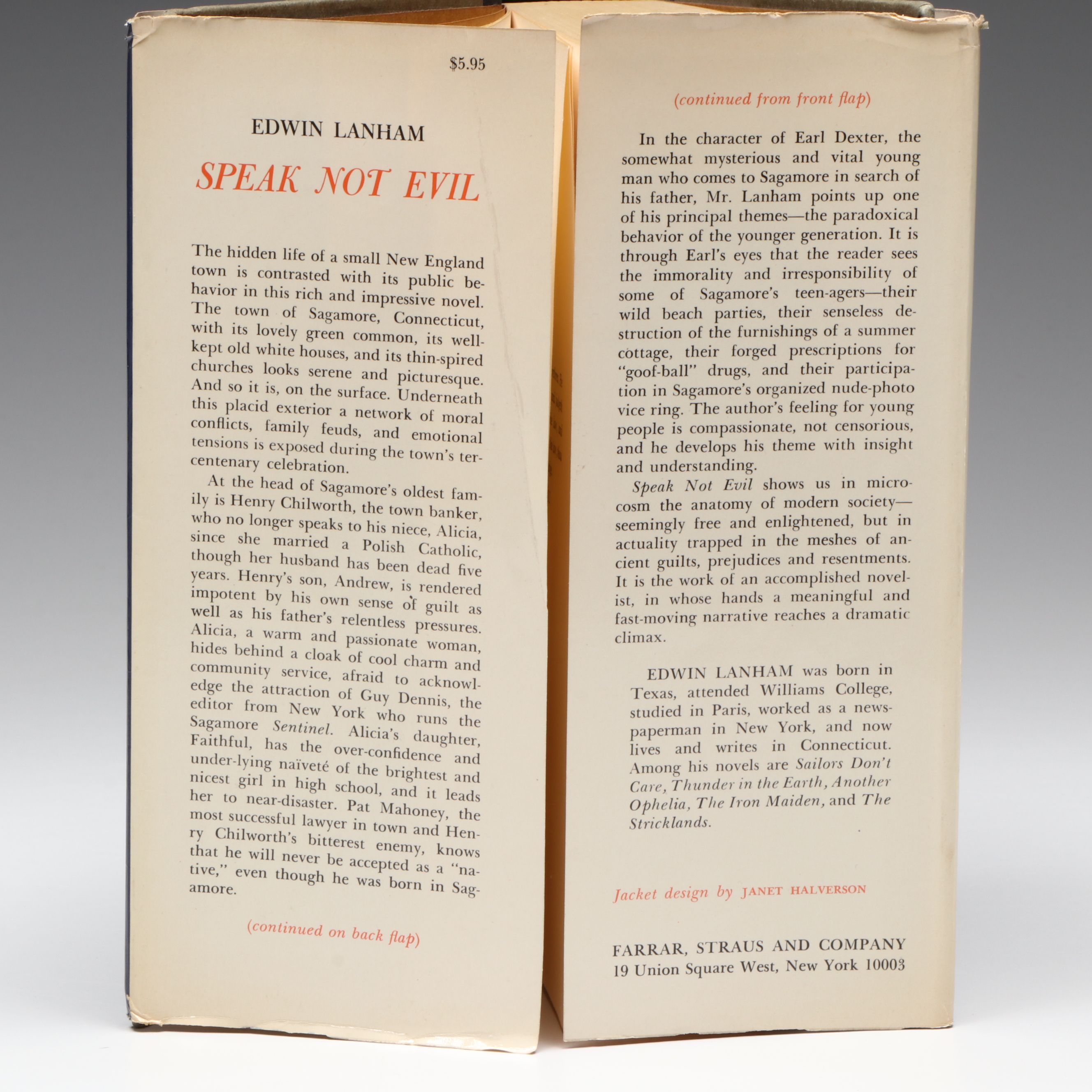 Signed First Printing "Speak Not Evil" by Edwin Lanham, 1964
