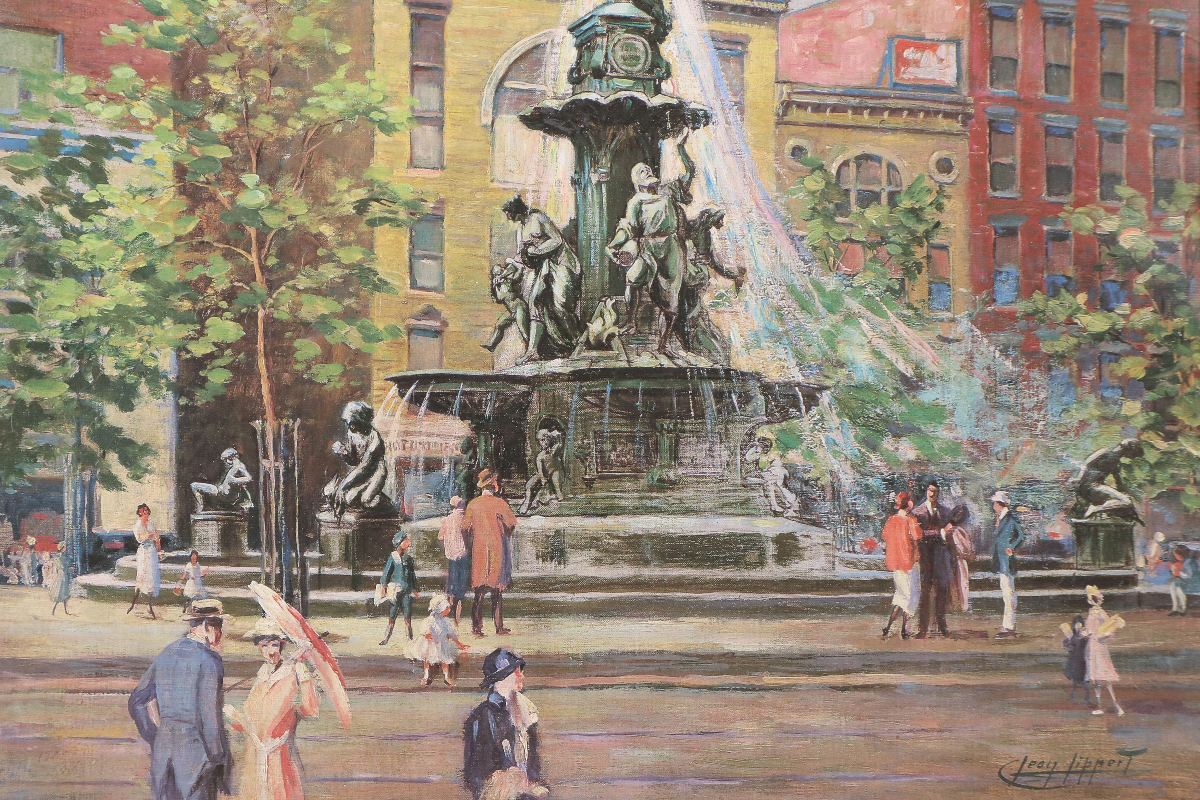 Leon Lippert Offset Lithograph "Fountain Square 1929," 2015
