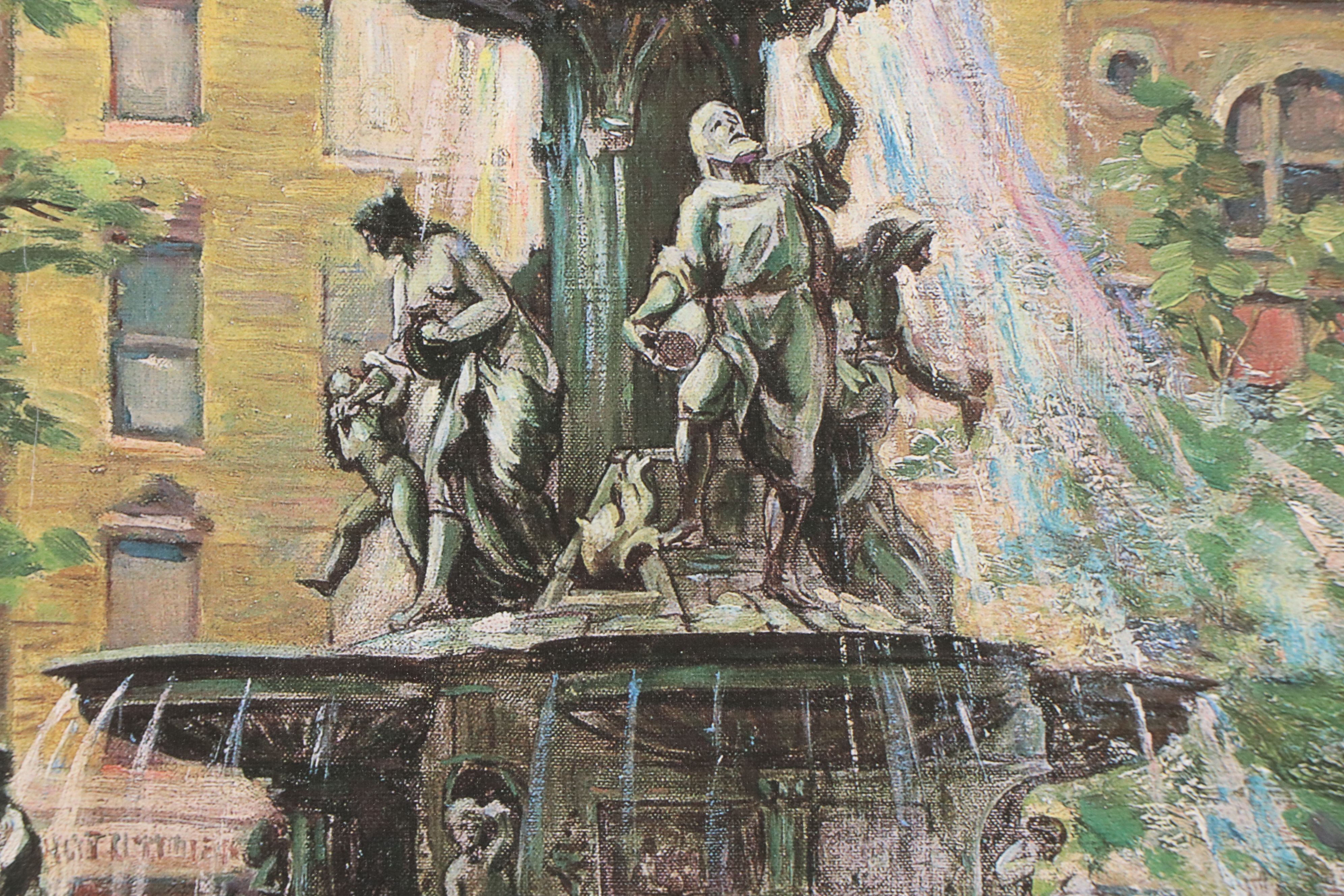 Leon Lippert Offset Lithograph "Fountain Square 1929," 2015