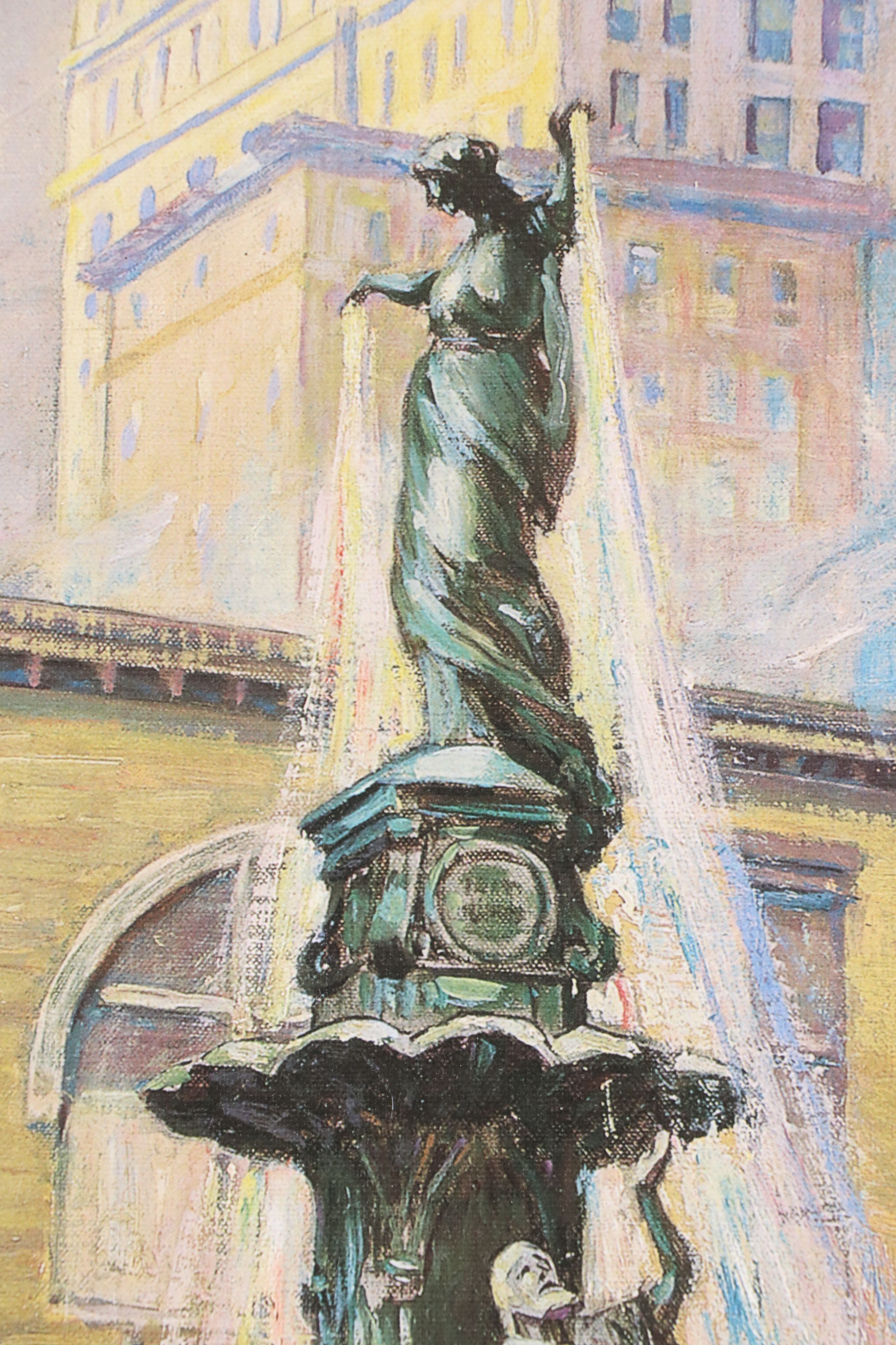 Leon Lippert Offset Lithograph "Fountain Square 1929," 2015