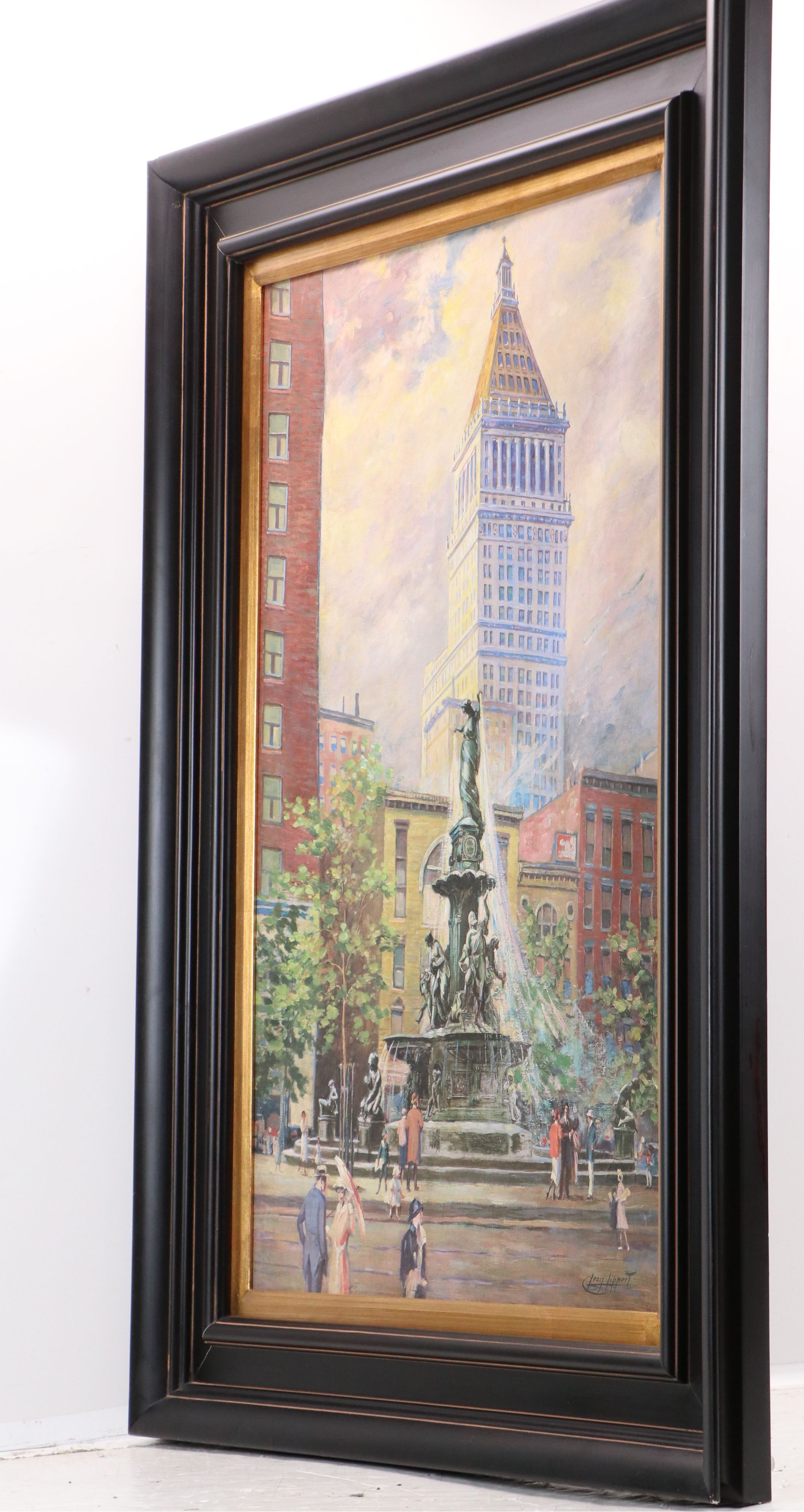 Leon Lippert Offset Lithograph "Fountain Square 1929," 2015