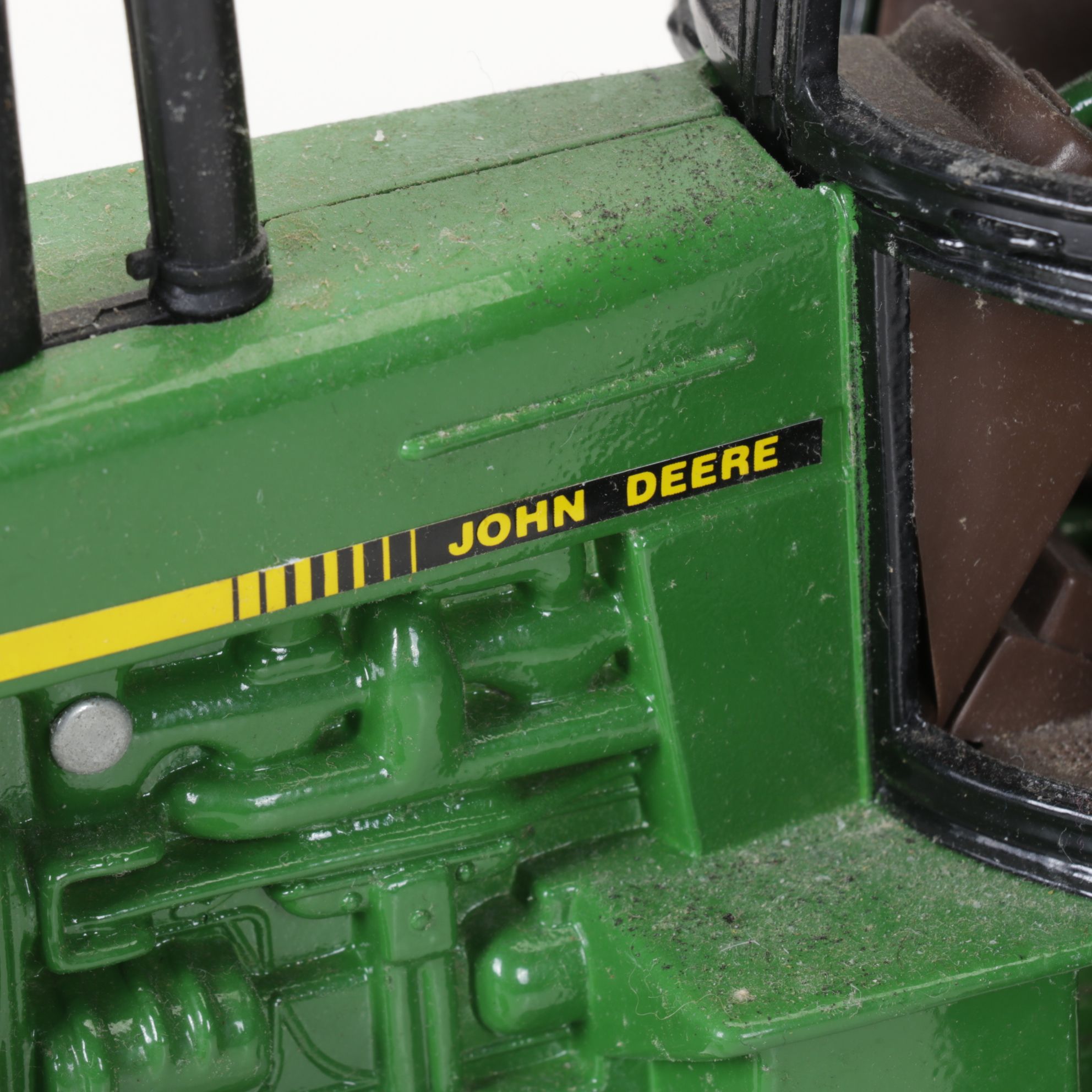 John Deere Cast Iron Wall-Mounted Letter Holder and Toy Tractor