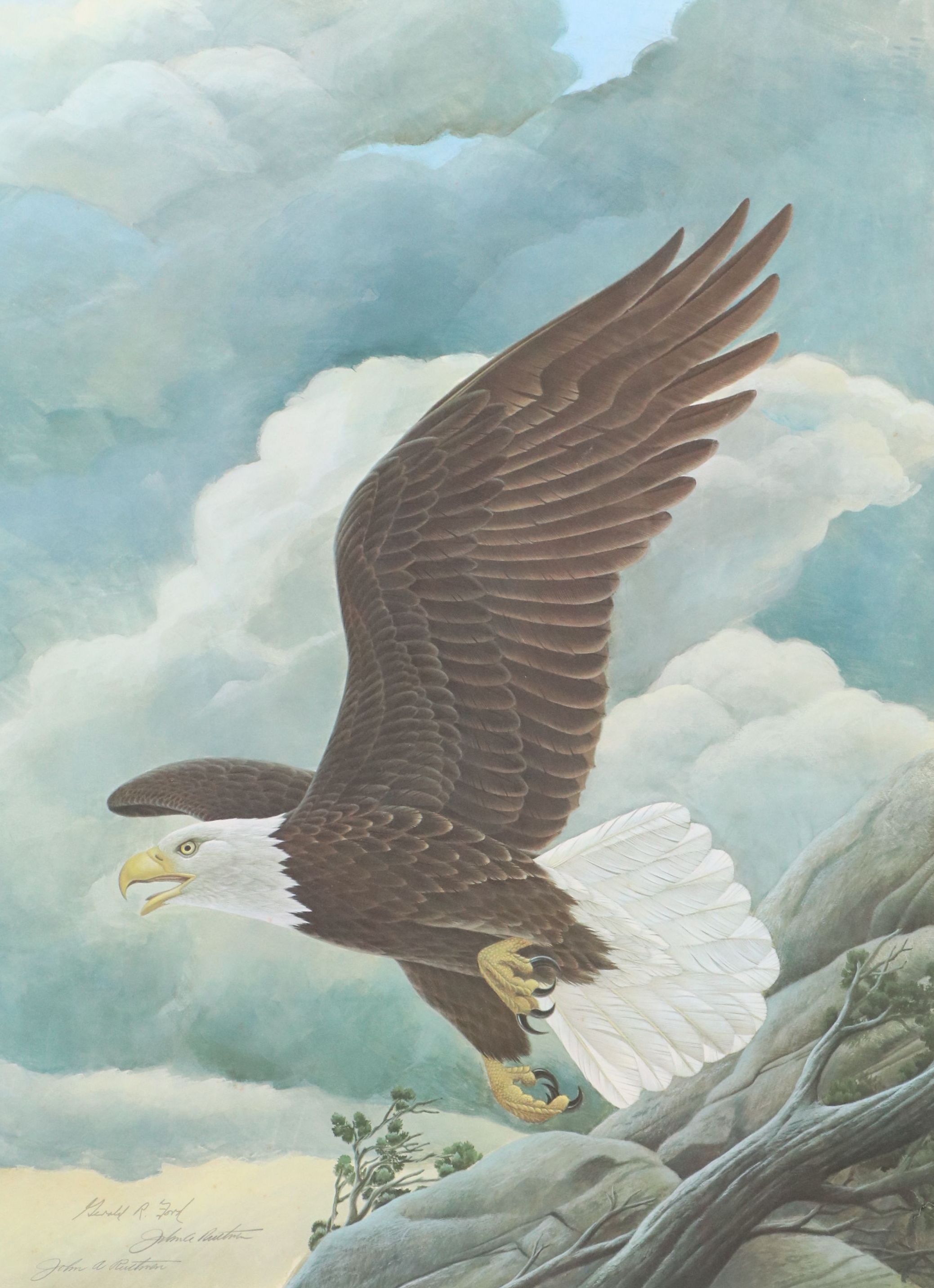 John A. Ruthven Offset Lithograph "American Bald Eagle," Late 20th Century