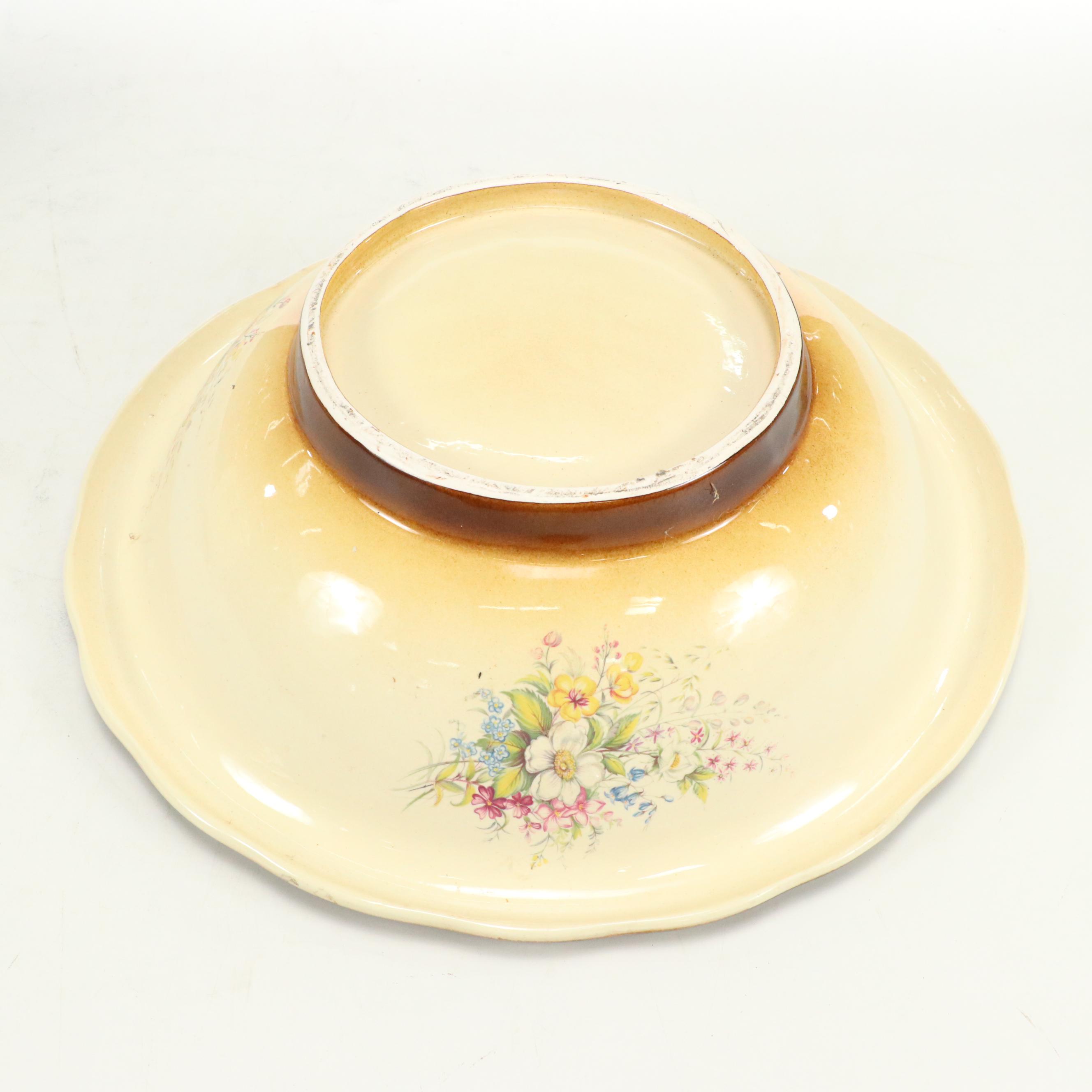 Glazed Ceramic Pitcher and Basin