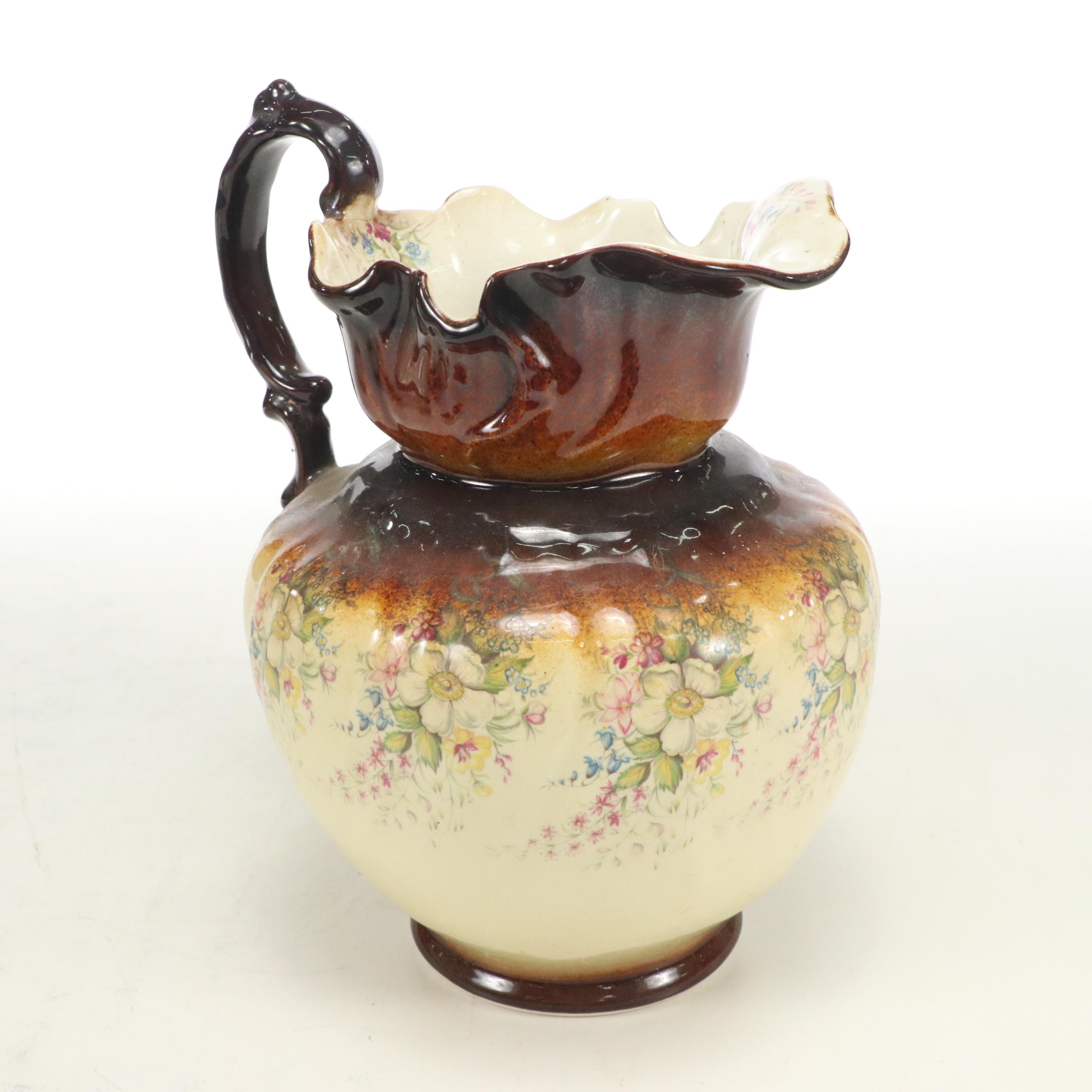 Glazed Ceramic Pitcher and Basin