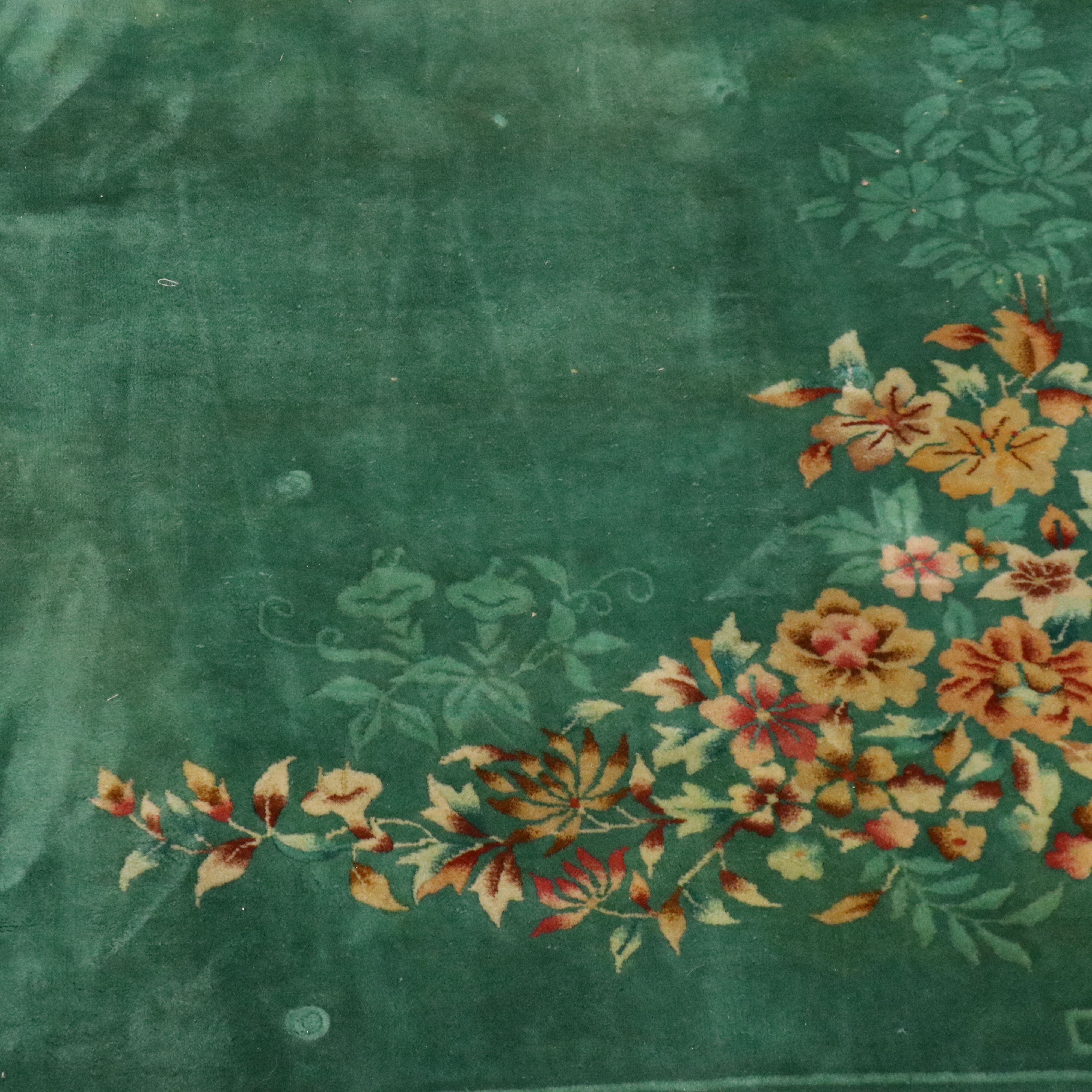 8'11 x 11'9 Hand-Knotted Chinese Art Deco Nichols Style Area Rug