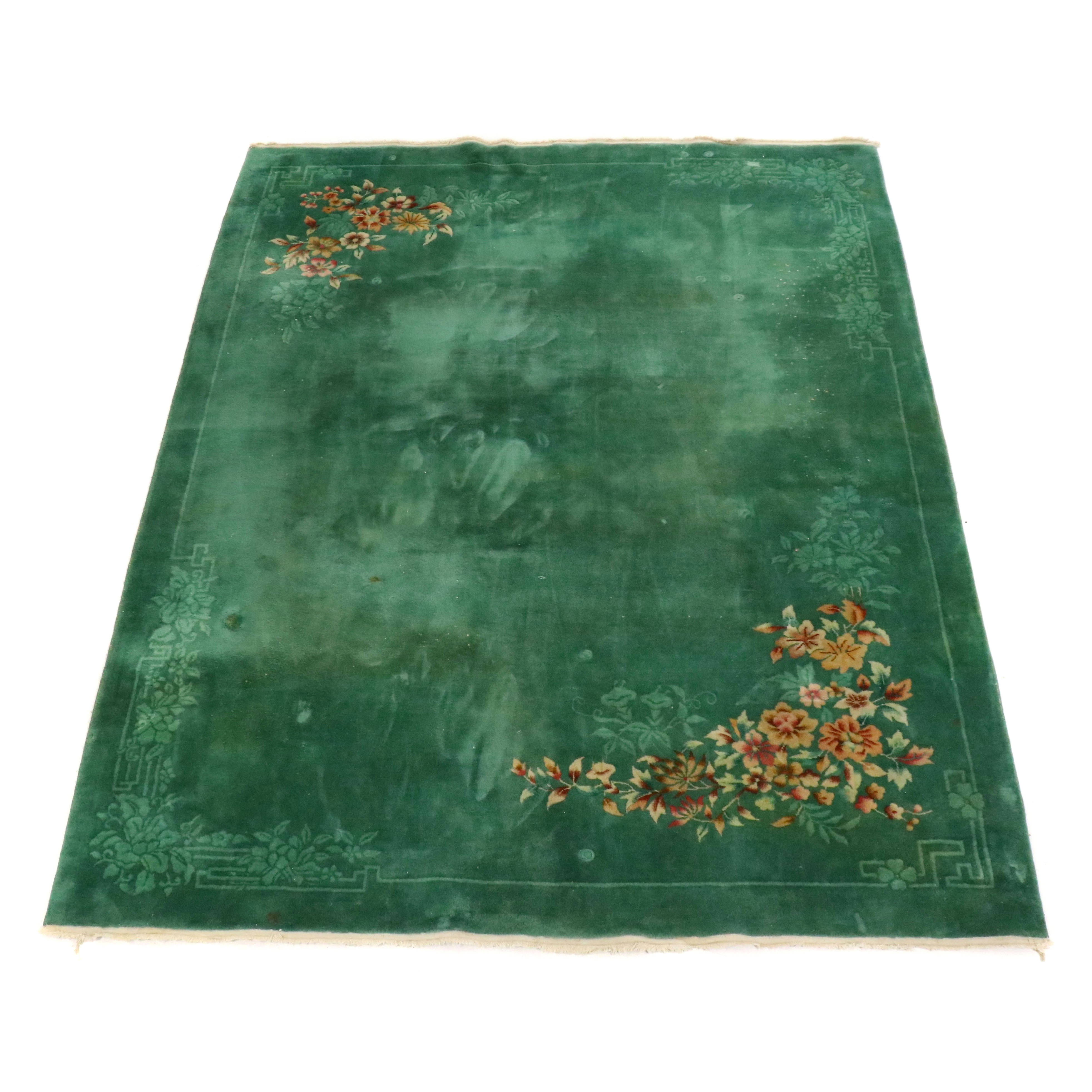8'11 x 11'9 Hand-Knotted Chinese Art Deco Nichols Style Area Rug