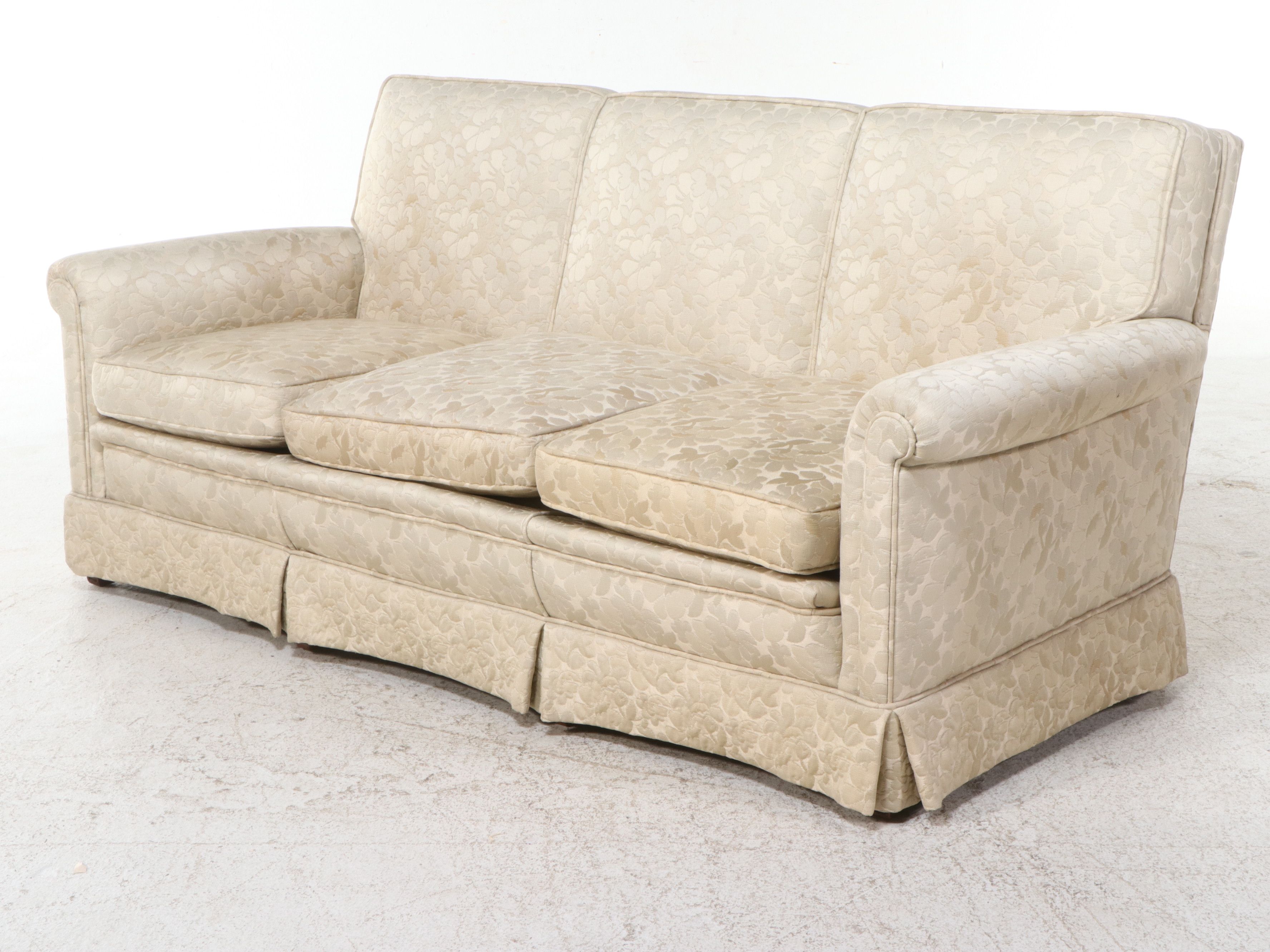 Vintage Floral Upholstered and Skirted Sofa