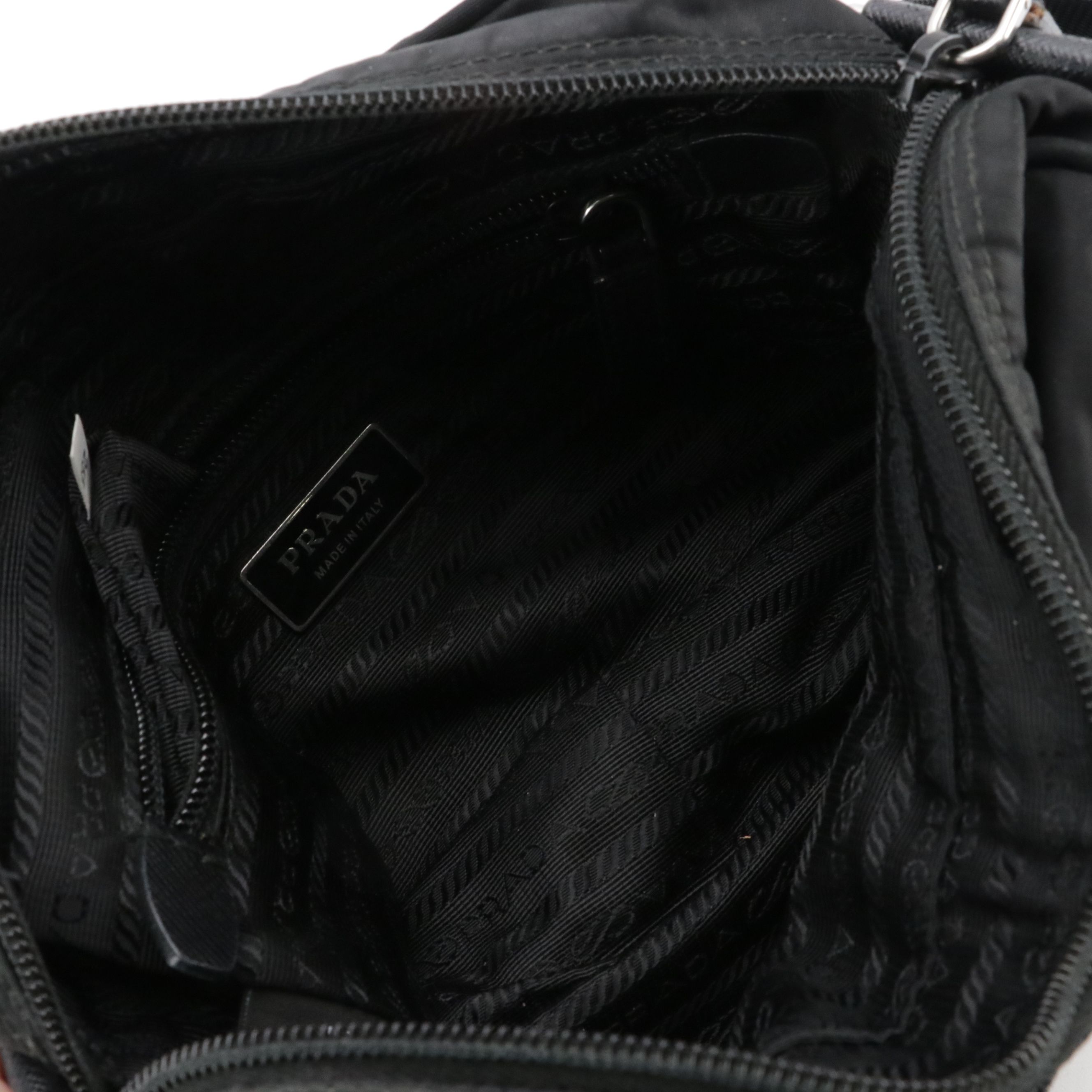 Prada Shoulder Bag and Detachable Zip Pouch Black Re-Nylon and Saffiano Leather