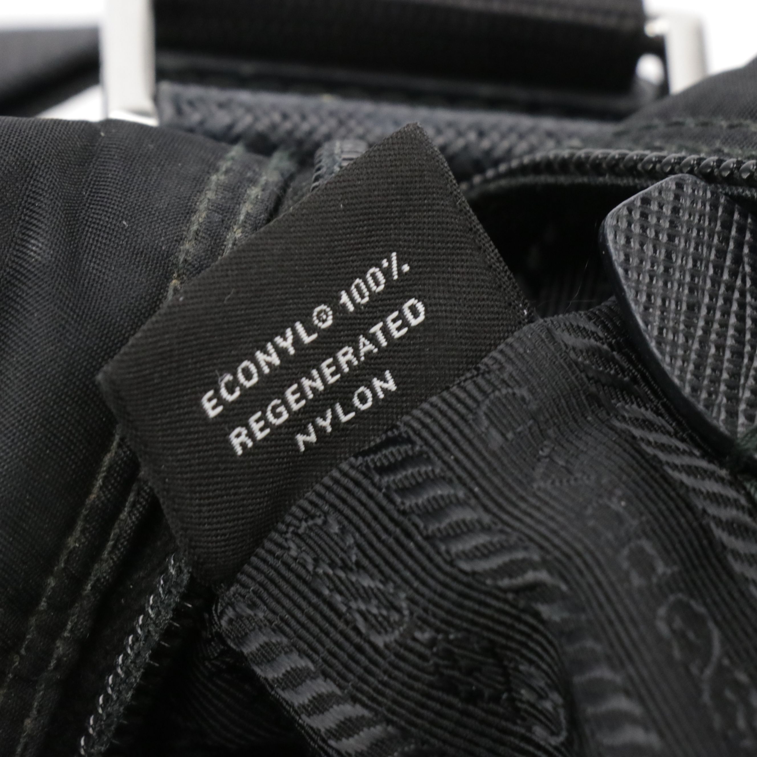 Prada Shoulder Bag and Detachable Zip Pouch Black Re-Nylon and Saffiano Leather