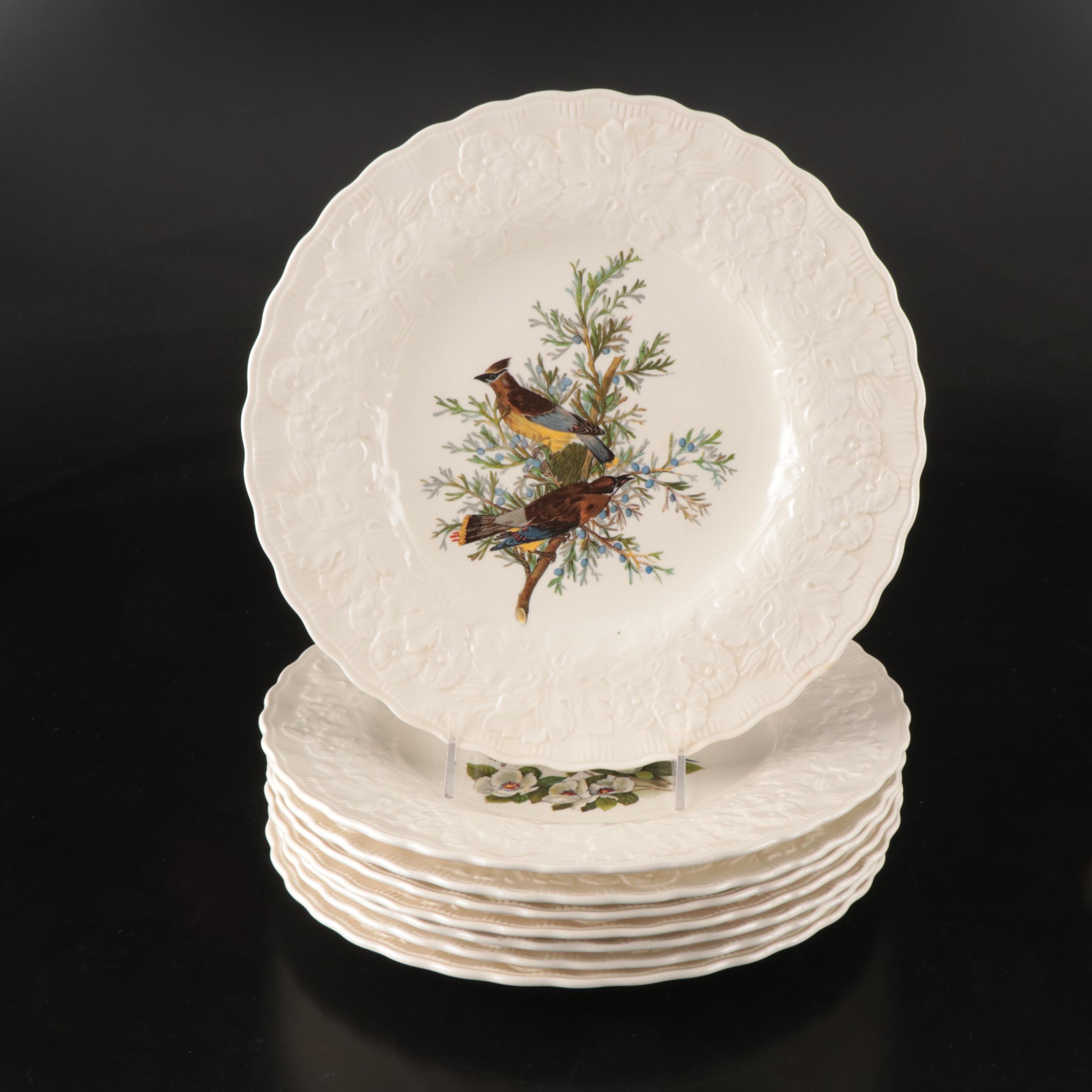 Alfred Meakin "Birds of America" Floral Embossed Rim Plates, Mid-20th Century