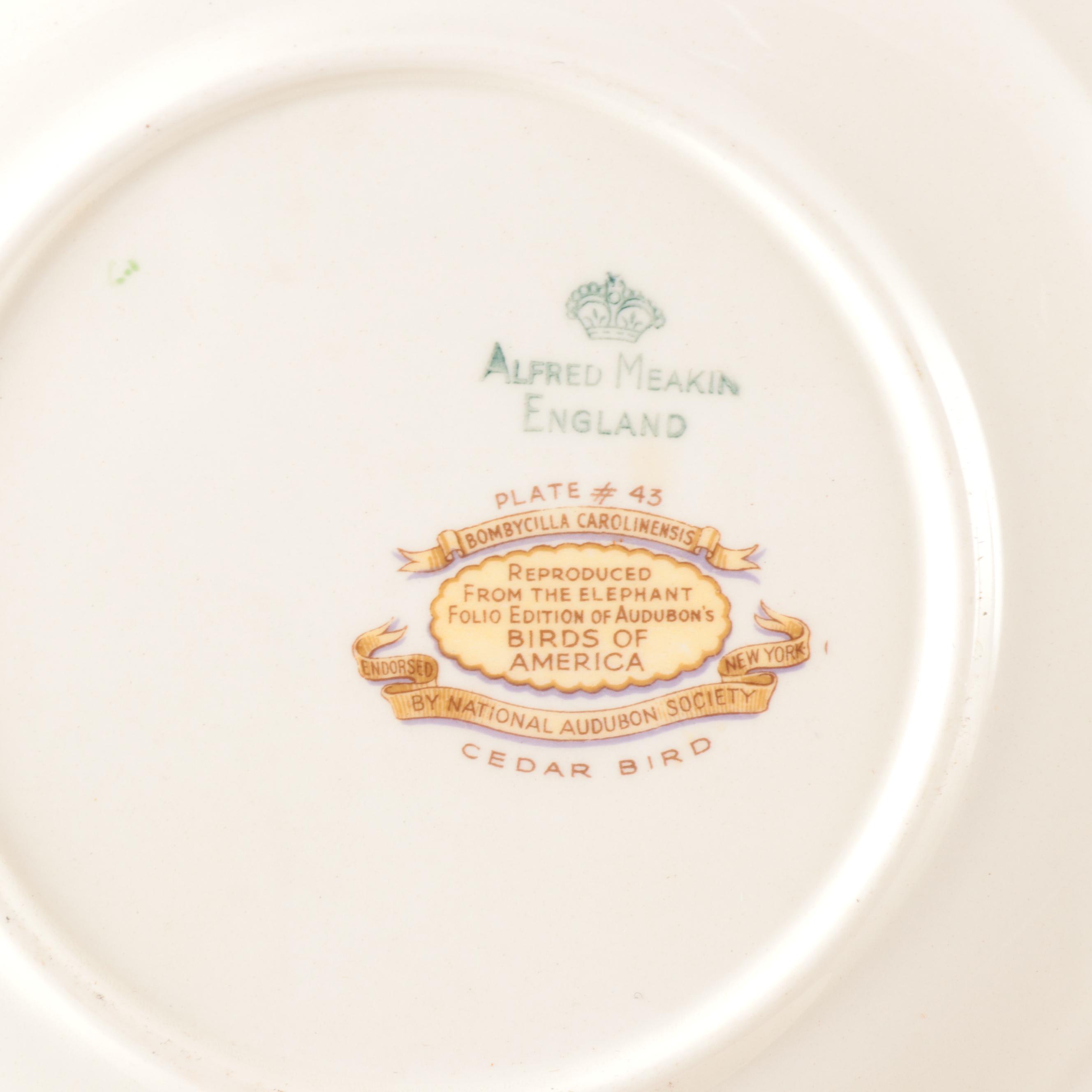 Alfred Meakin "Birds of America" Floral Embossed Rim Plates, Mid-20th Century