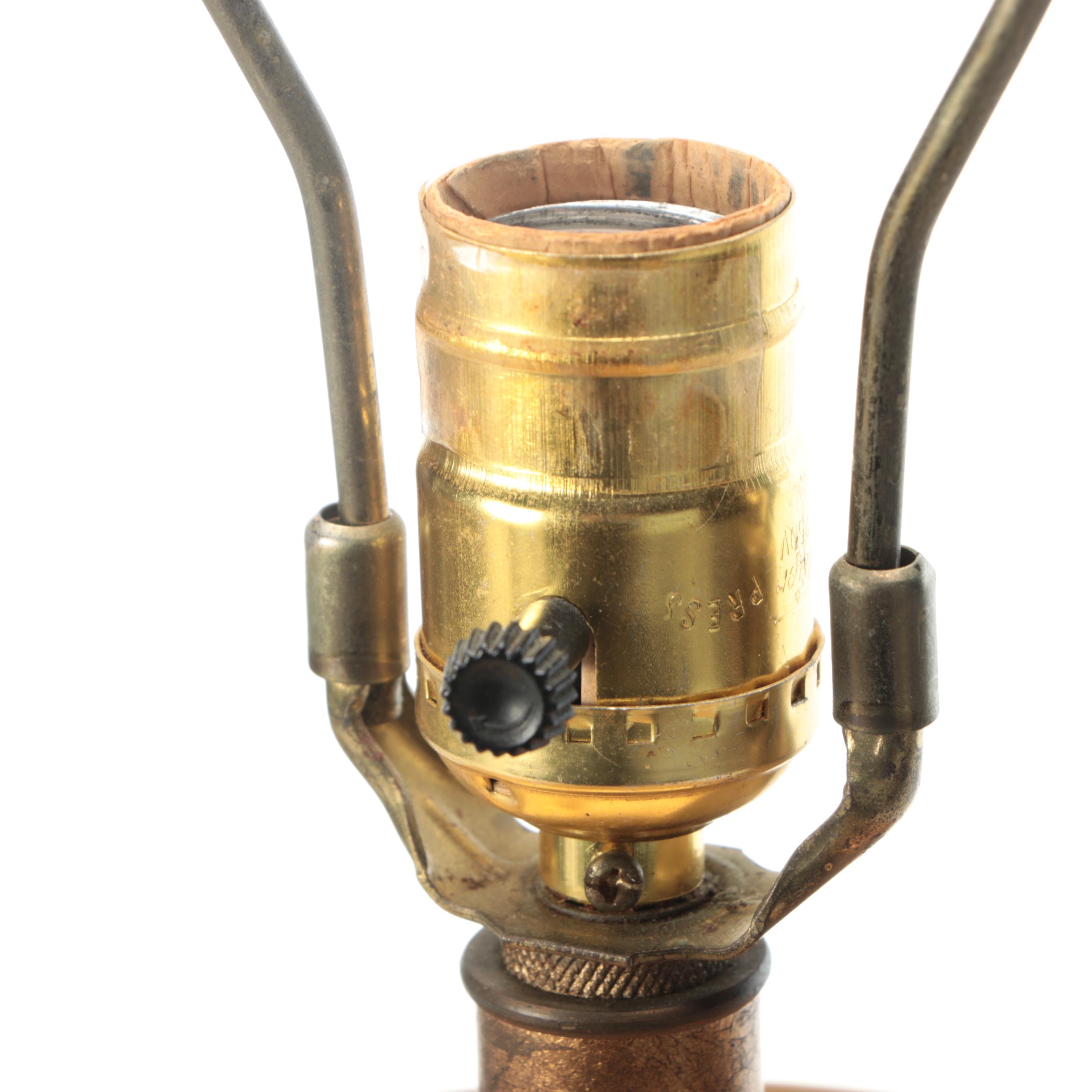 Leeazanne Brass Finish Bas Relief Composite Urn Lamp