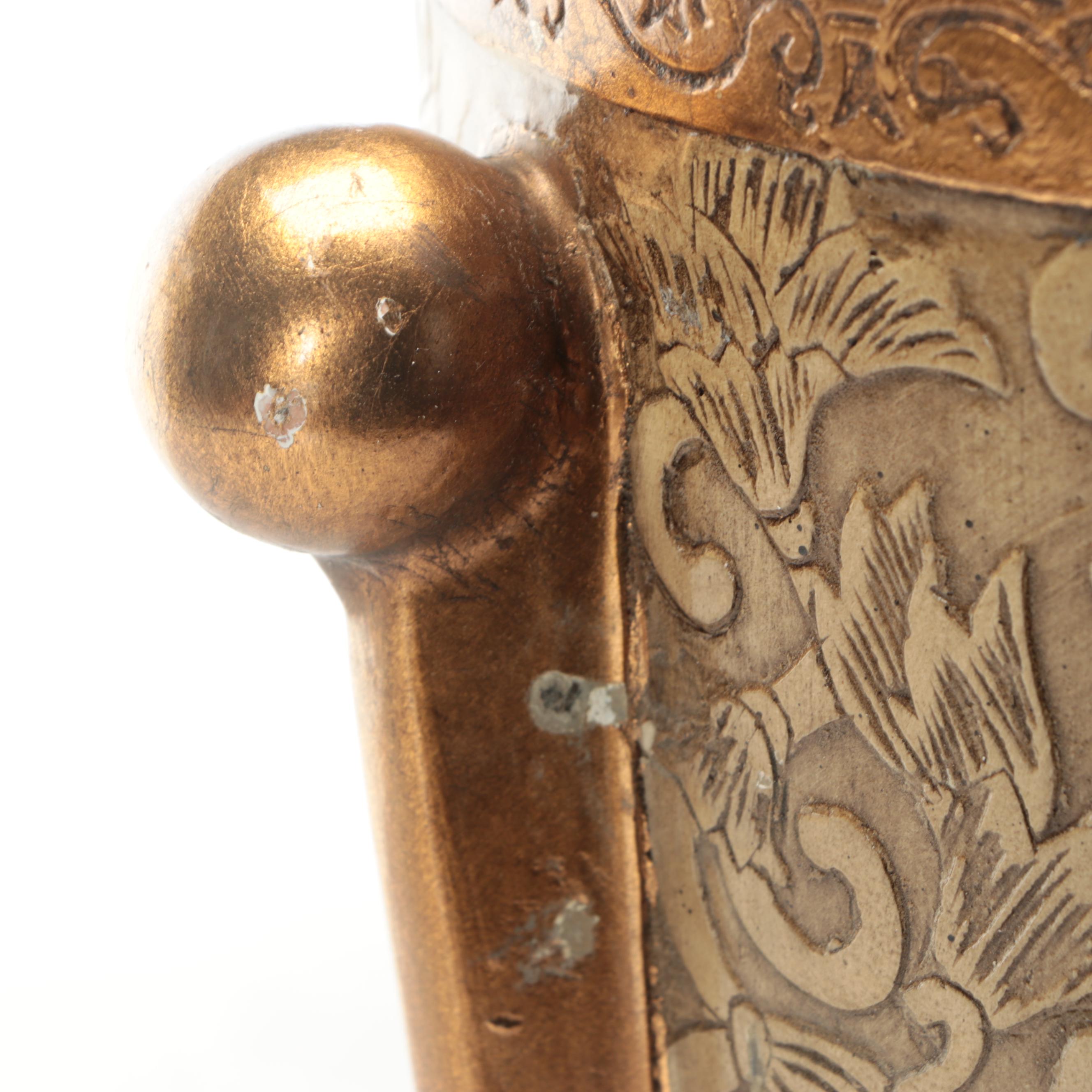 Leeazanne Brass Finish Bas Relief Composite Urn Lamp