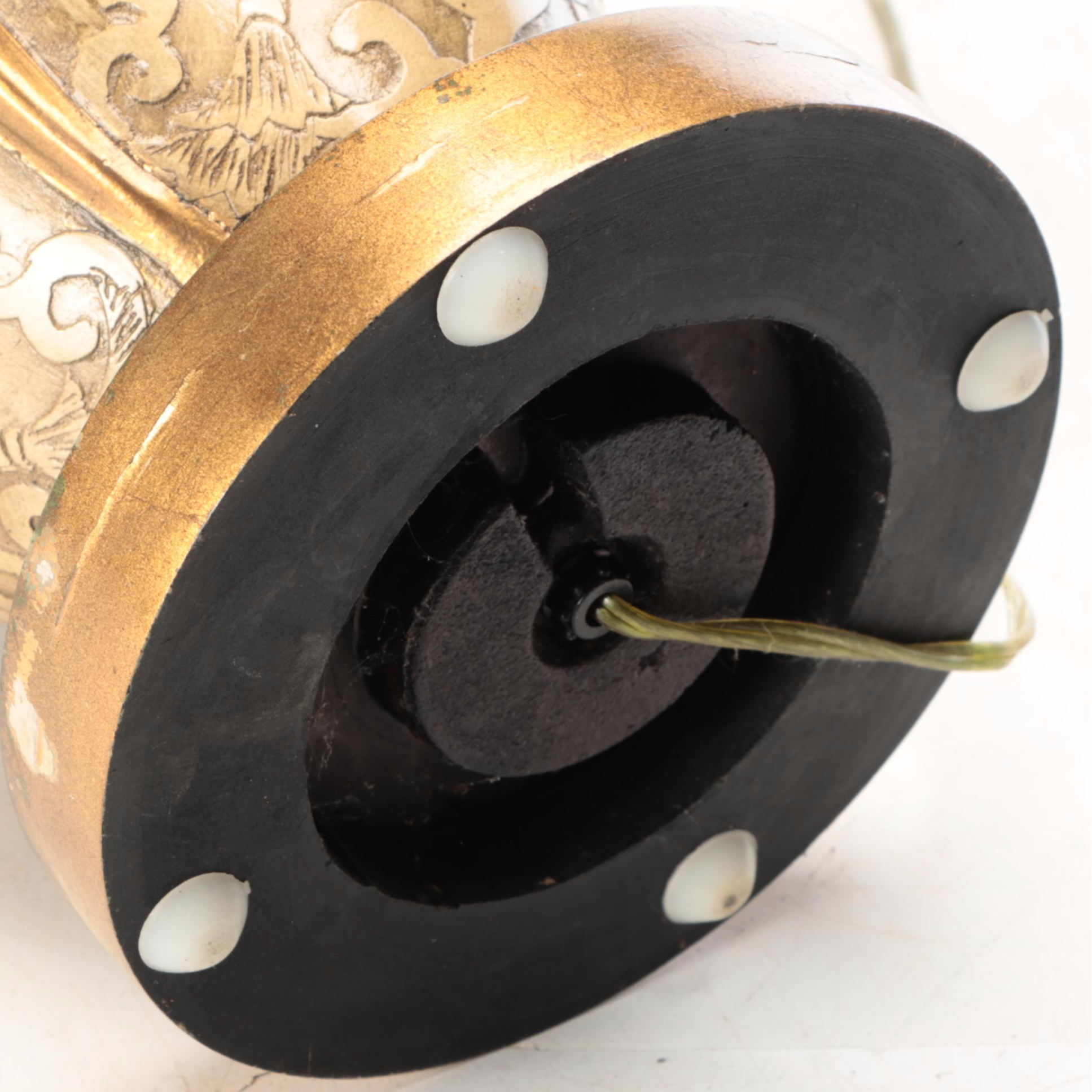 Leeazanne Brass Finish Bas Relief Composite Urn Lamp