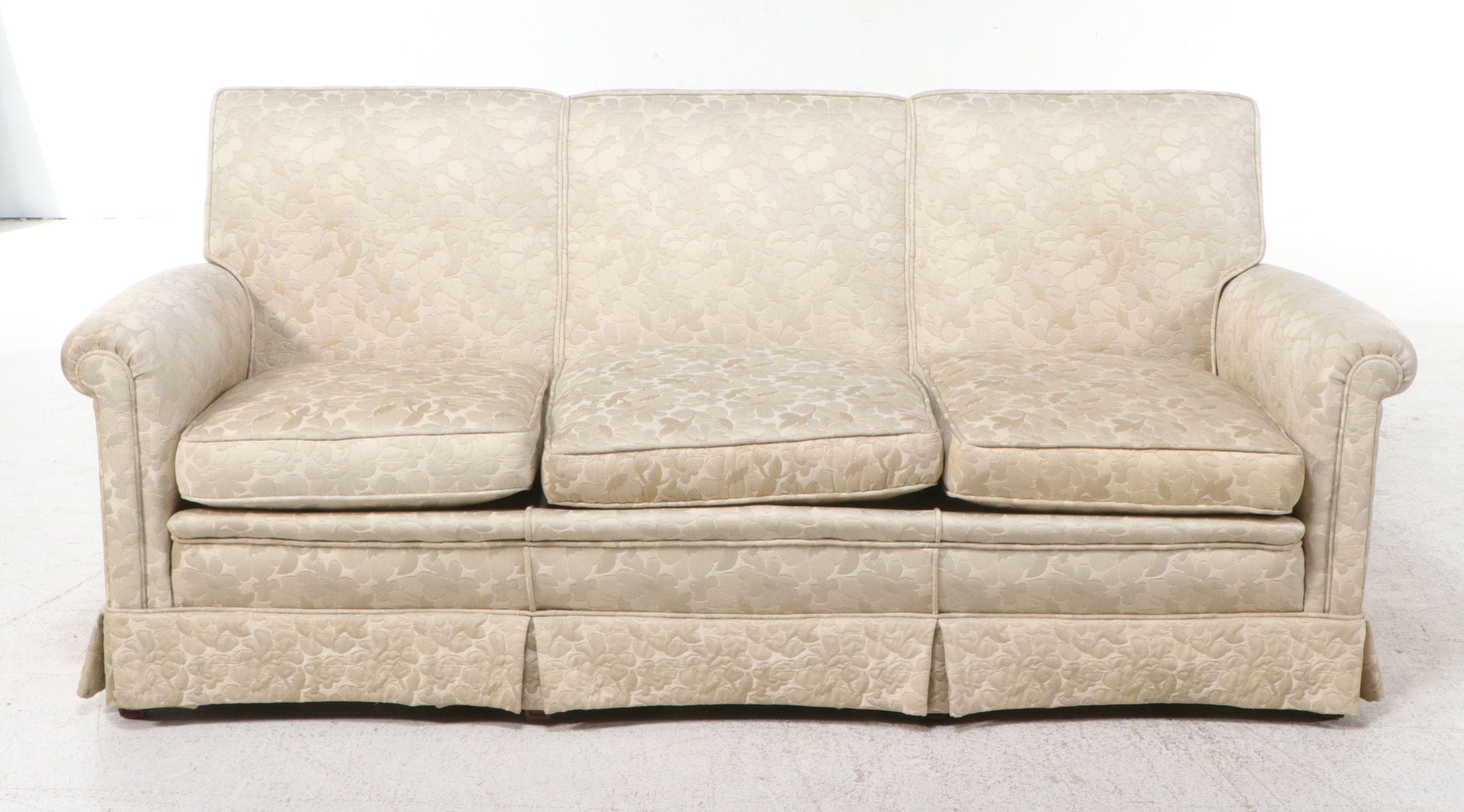 Vintage Floral Upholstered and Skirted Sofa