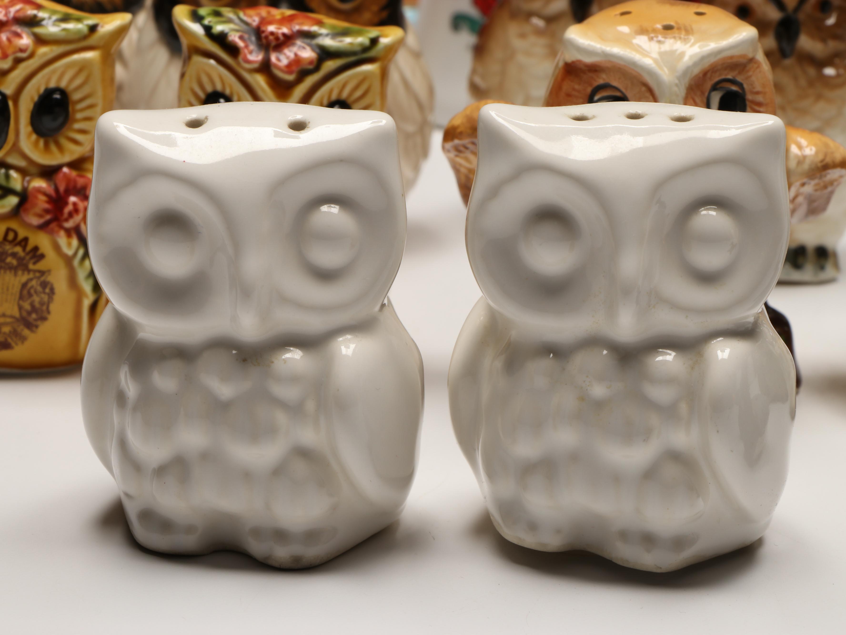 Otagiri Hand-Painted Ceramic Owl and More Novelty Salt and Pepper Shakers