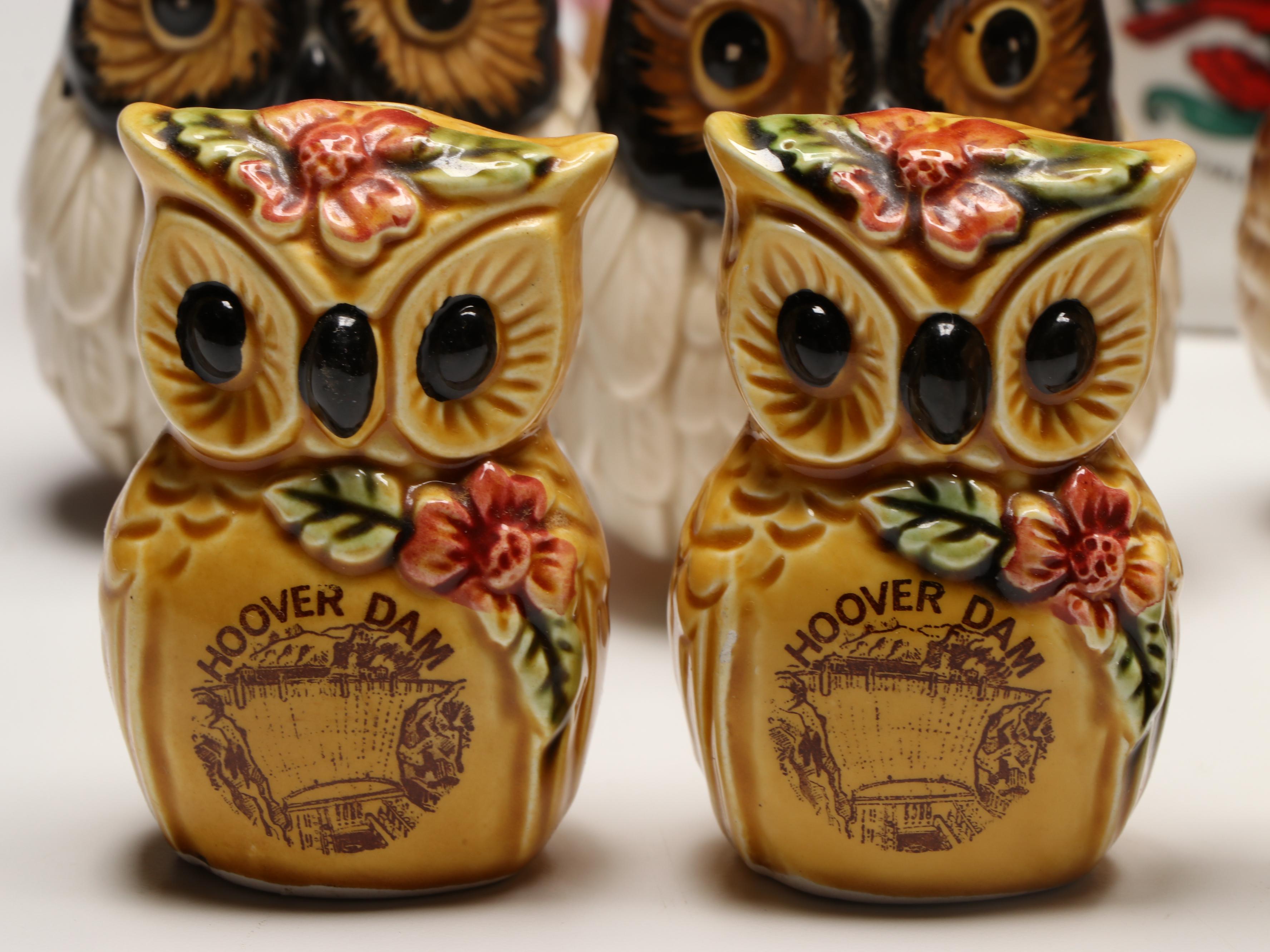 Otagiri Hand-Painted Ceramic Owl and More Novelty Salt and Pepper Shakers
