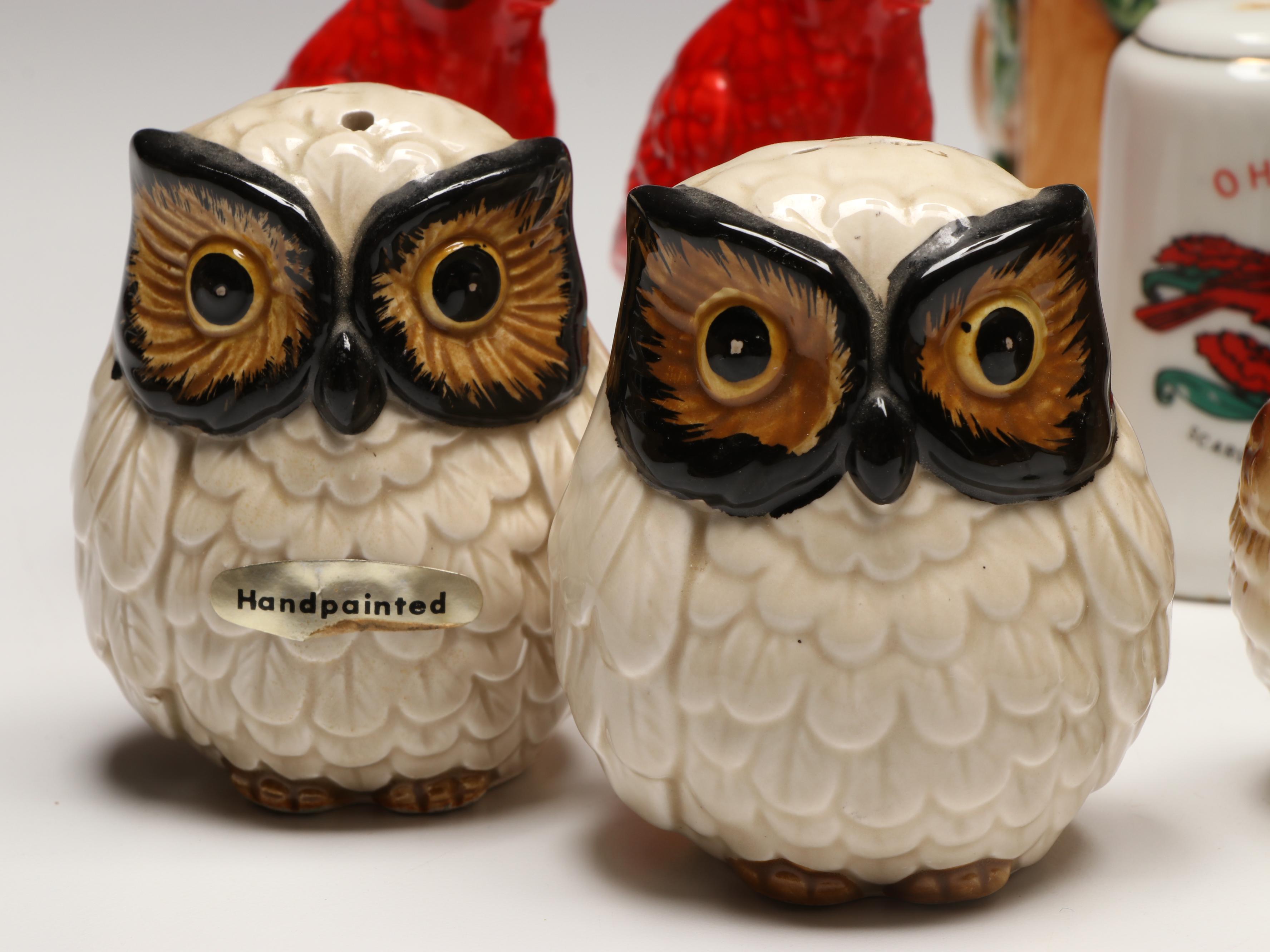 Otagiri Hand-Painted Ceramic Owl and More Novelty Salt and Pepper Shakers