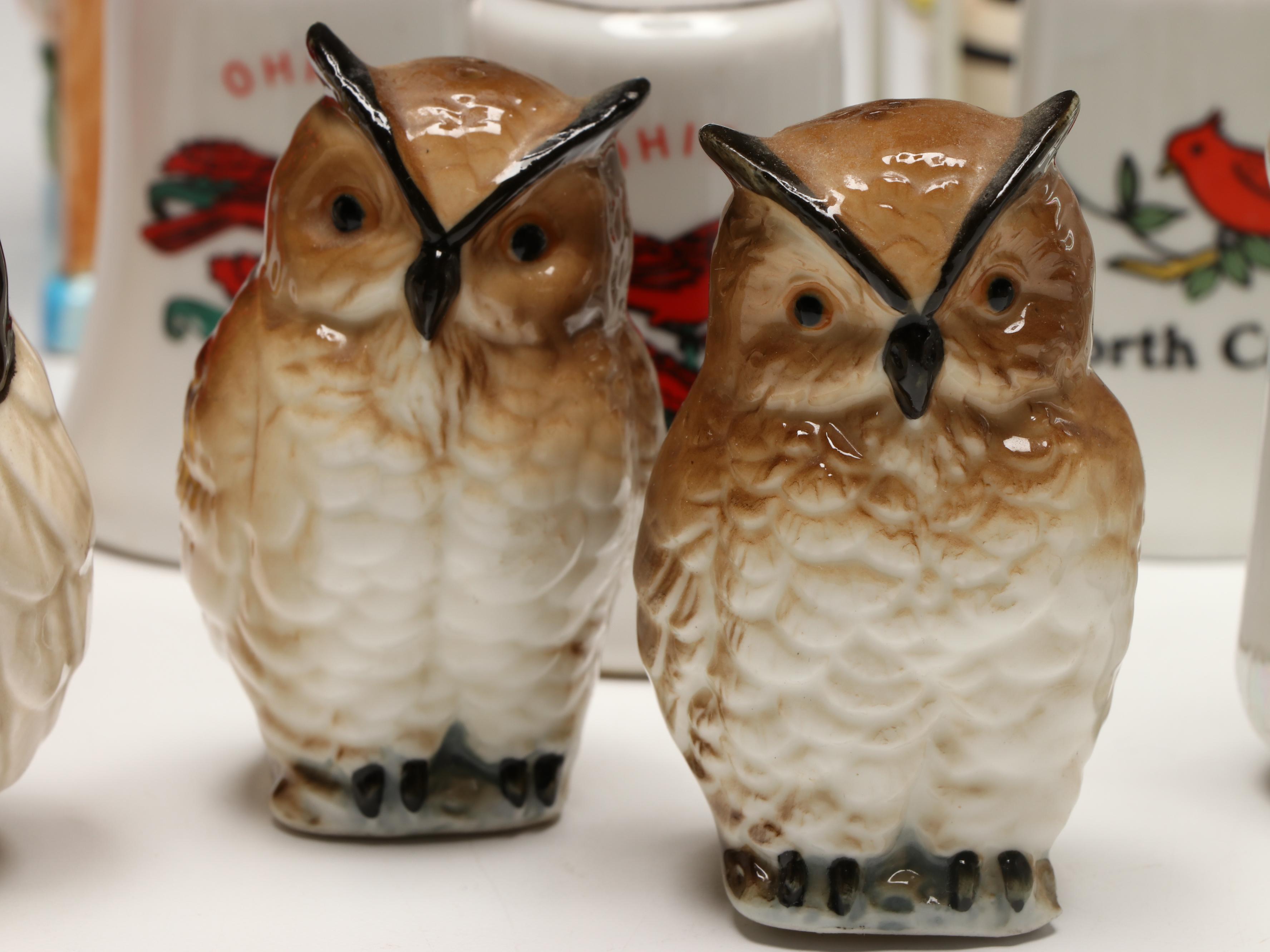 Otagiri Hand-Painted Ceramic Owl and More Novelty Salt and Pepper Shakers