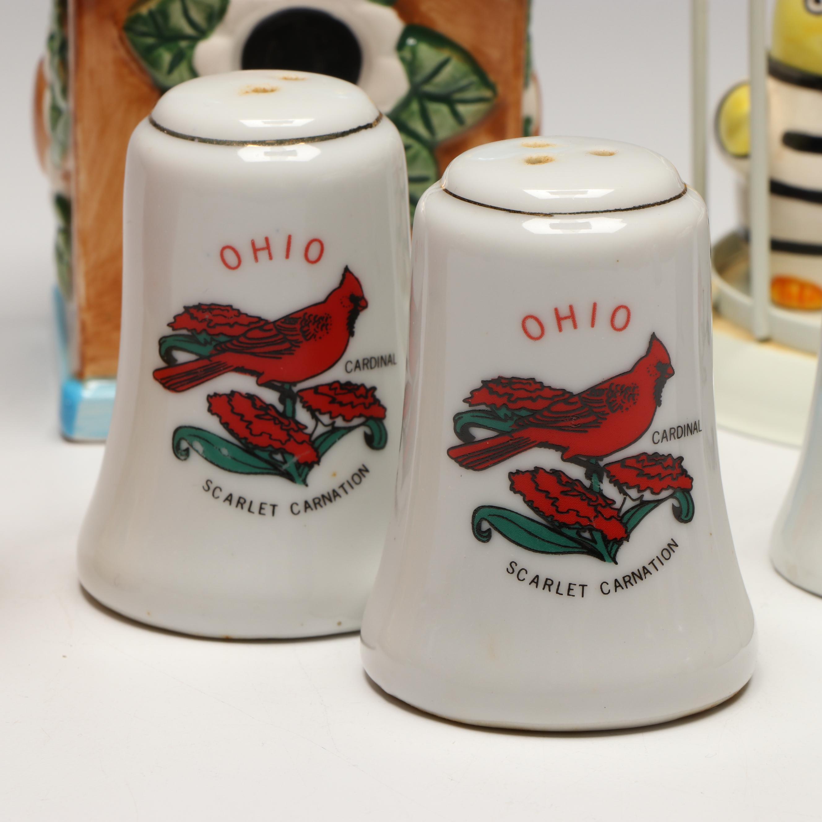 Otagiri Hand-Painted Ceramic Owl and More Novelty Salt and Pepper Shakers